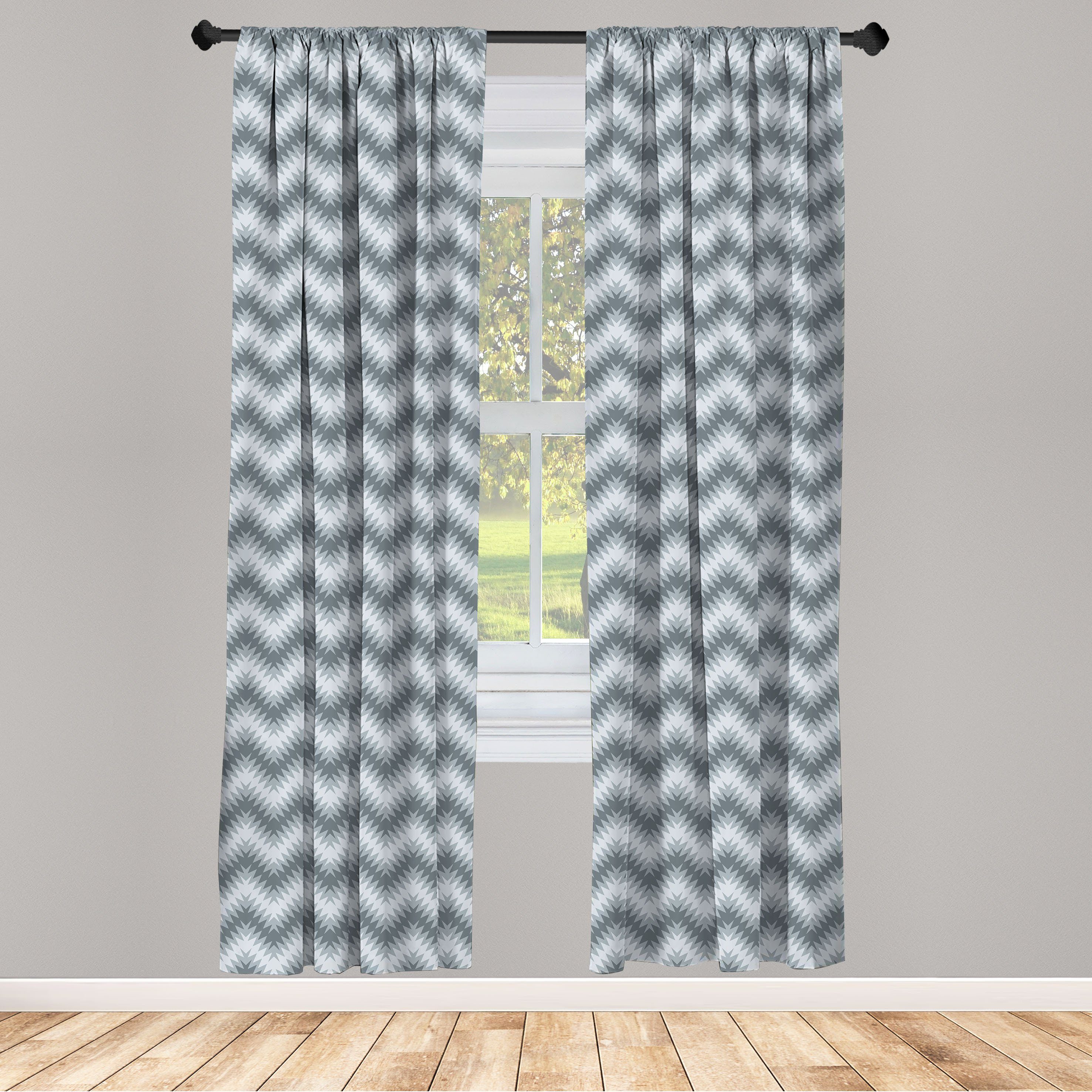 Gardine Vorhang für Wohnzimmer Schlafzimmer Dekor, Abakuhaus, Microfaser, grau Chevron Verschwommen Auszugs-Wellen