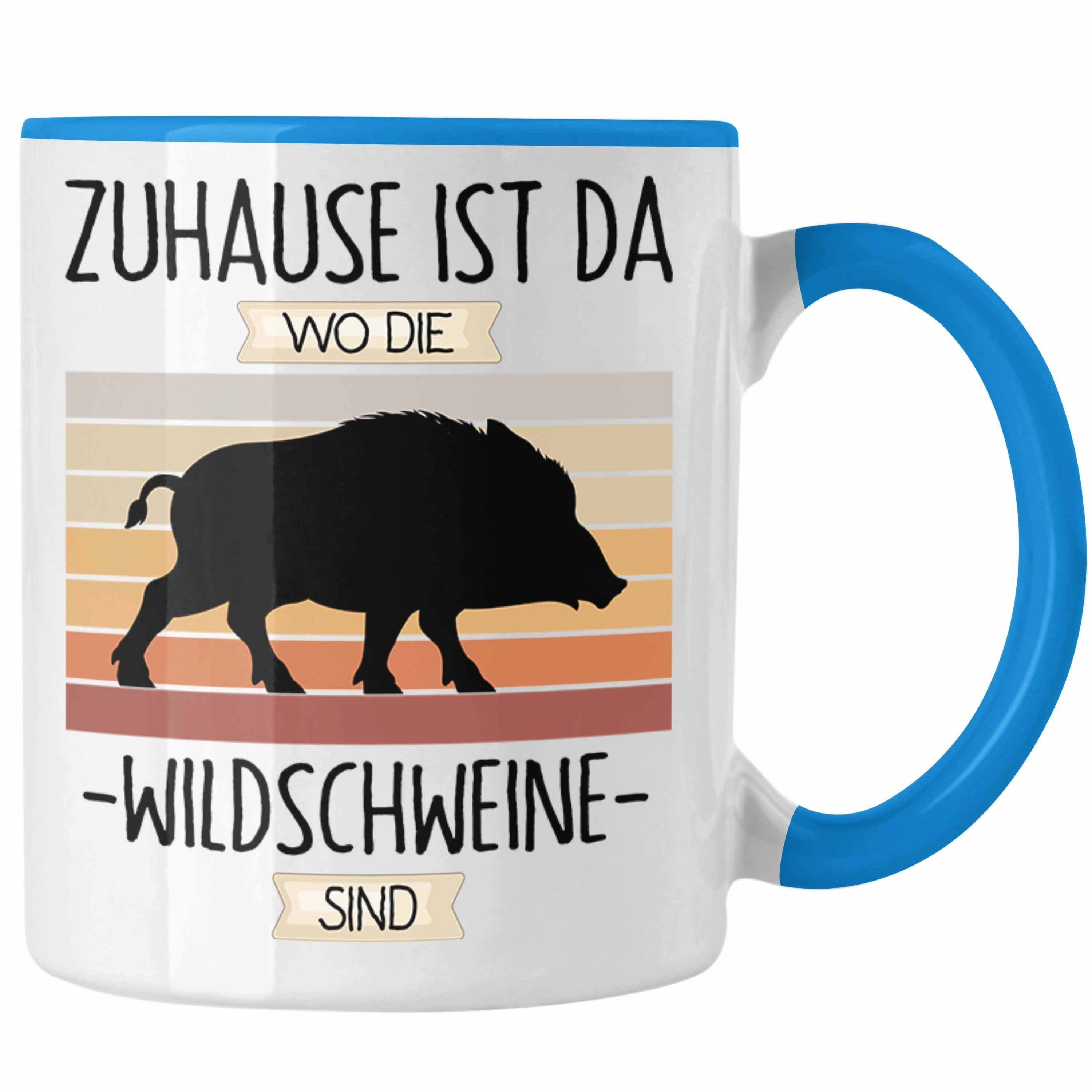 Trendation Tasse Jäger Tasse Geschenk Geschenkidee Lustiger Spruch Zuhause Ist Da Wo Di Blau | Teetassen