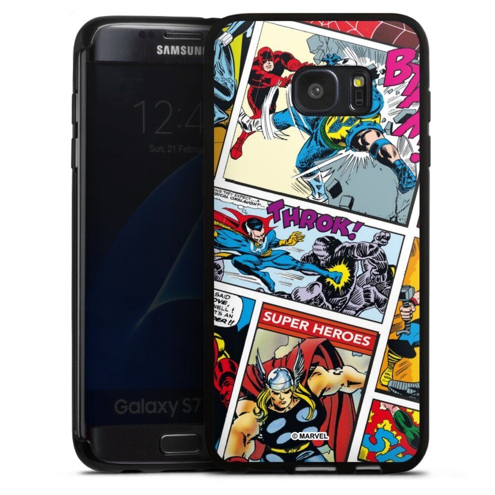 DeinDesign Handyhülle Marvel Retro Comic Blue, Samsung Galaxy S7 Edge Silikon Hülle Bumper Case Handy Schutzhülle