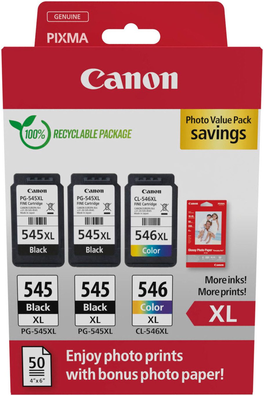 Thumbnail - Canon PG-545XLx2/CL-546X Photo Value Pack Tintenpatrone (Packung, 3-tlg)