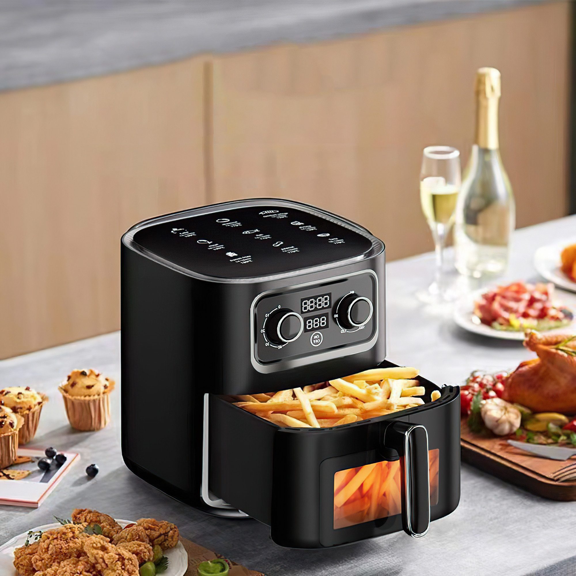 ibettertec Heißluftfritteuse, 2400 W, Heißluft Fritteuse XXL, 95% weniger Öl