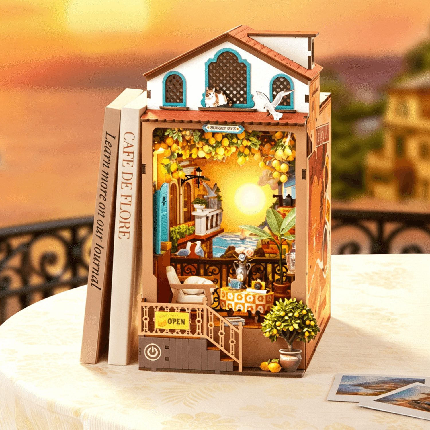 Robotime Buchstütze Robotime Sunset Isle Book Nook