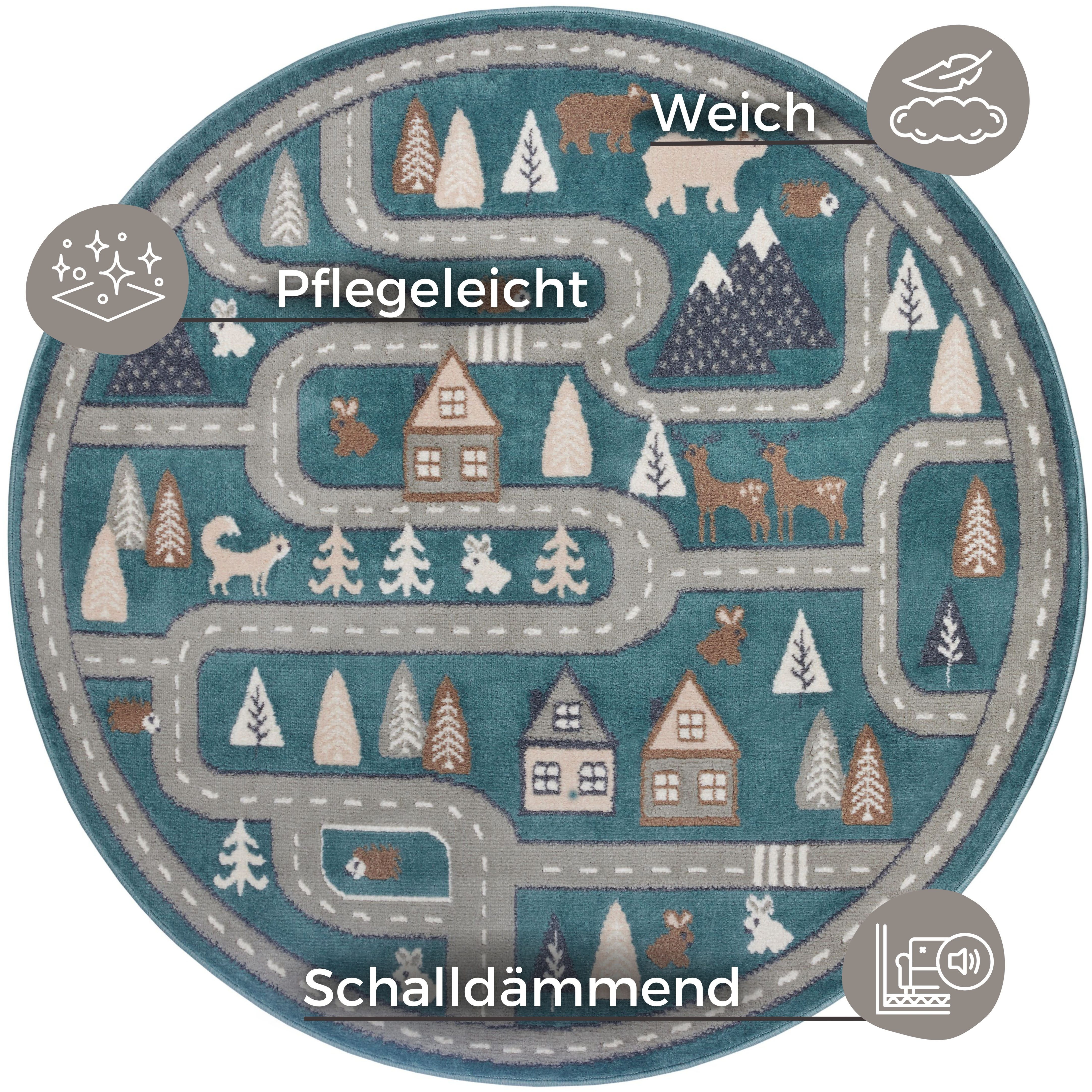 HANSE Home Kinderteppich Adventures Streets, rund, günstig online kaufen