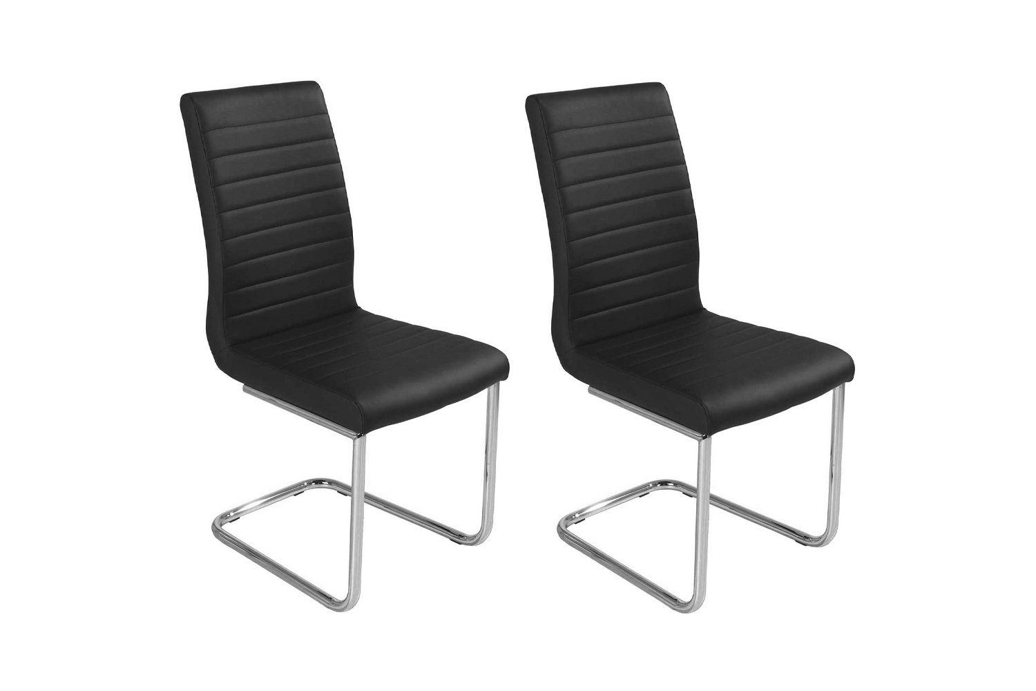 Freischwinger Schwingstuhl 2er Set, Schwarz, Webstoff, Metall