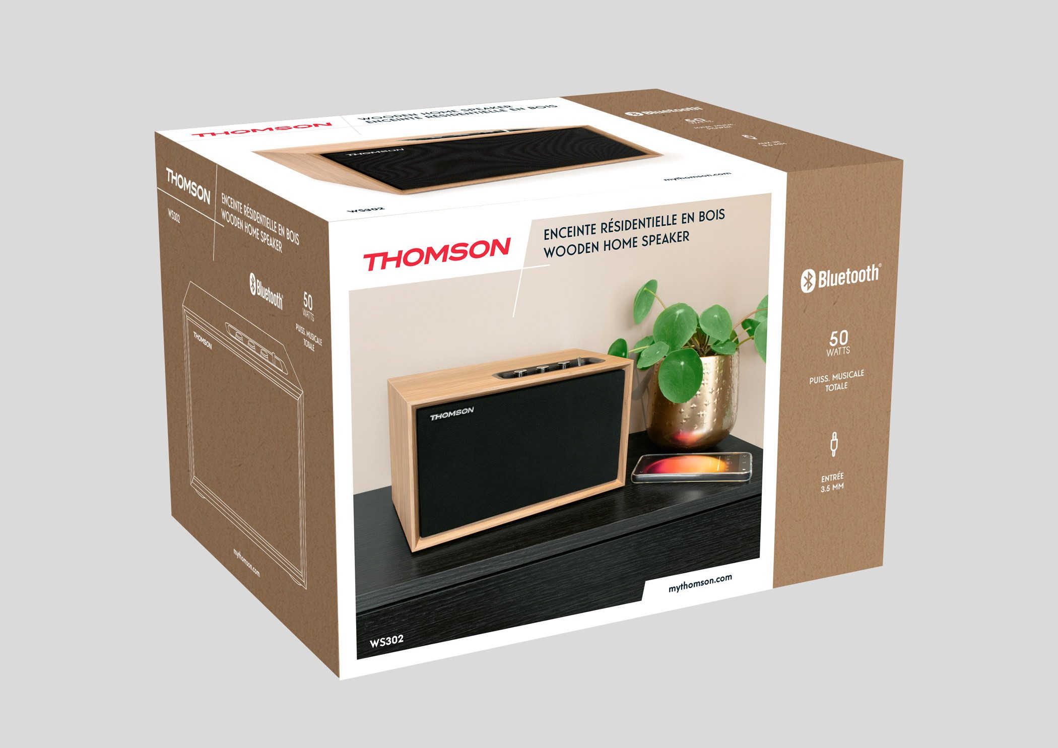 Thomson Bluetooth Lautsprecher Holz WS302 schwarz TH389647 Regal-Lautsprecher