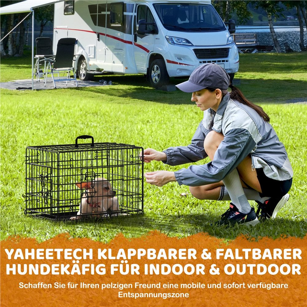 Yaheetech Tiertransportbox Hundebox mit Ausziehbaren Bodenwanne & Griff & 2 Türen bis 10 kg, Packmaß: 63 cm L × 42 cm B × 8,5 cm H