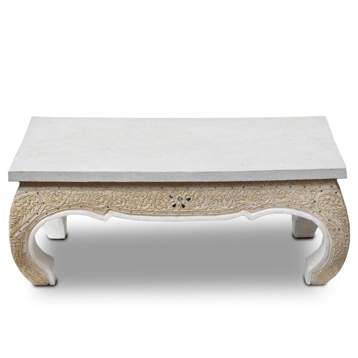 Oriental Galerie Opiumtisch Couchtisch Opiumtisch 1m x 50 Antik Weiß Gold