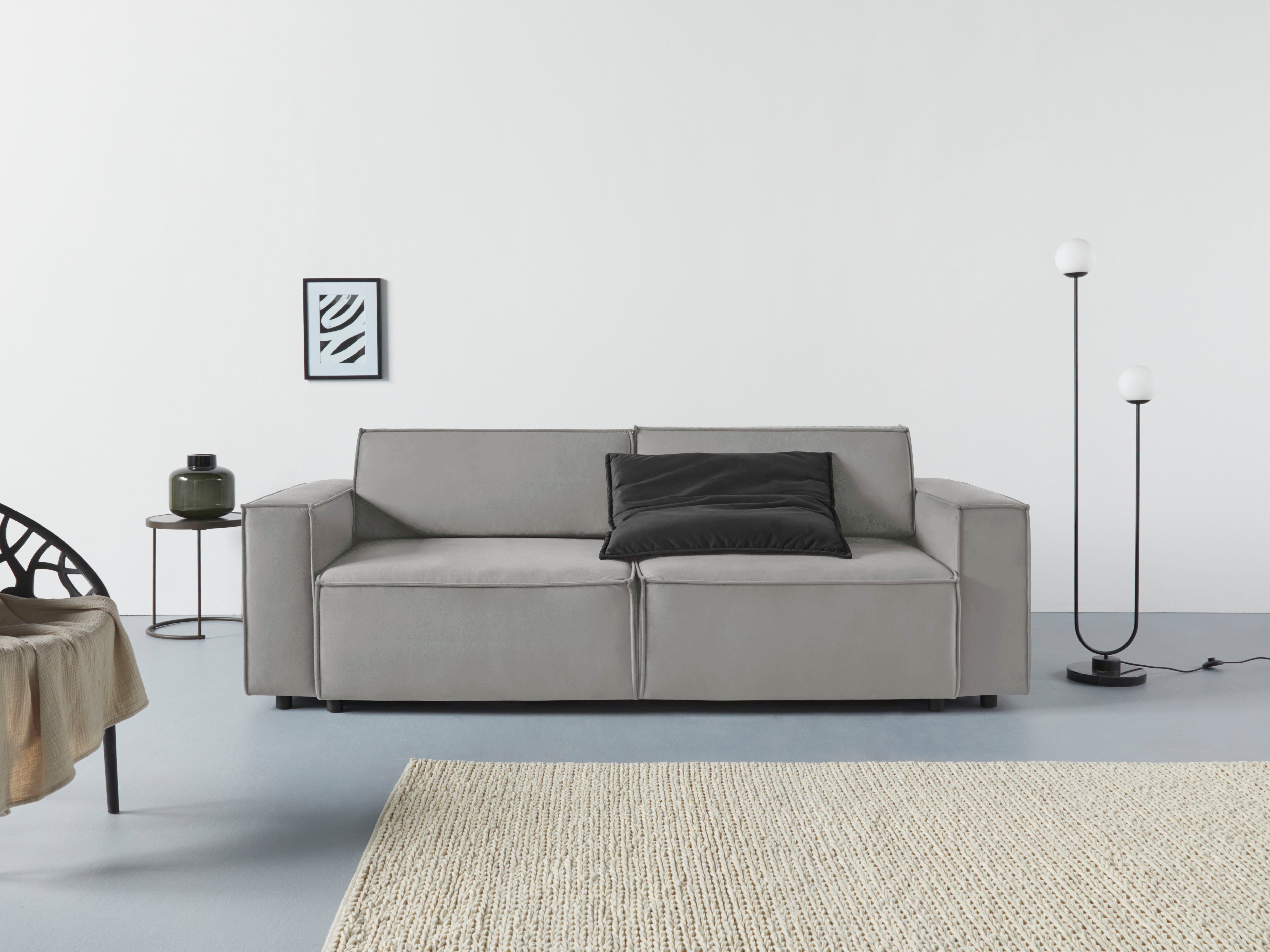 Home affaire Schlafsofa Marva, B: 245 cm, Liegel. 152x190 cm, Schlaffunktion, Bettkasten & 1 Zierkissen, Federkern