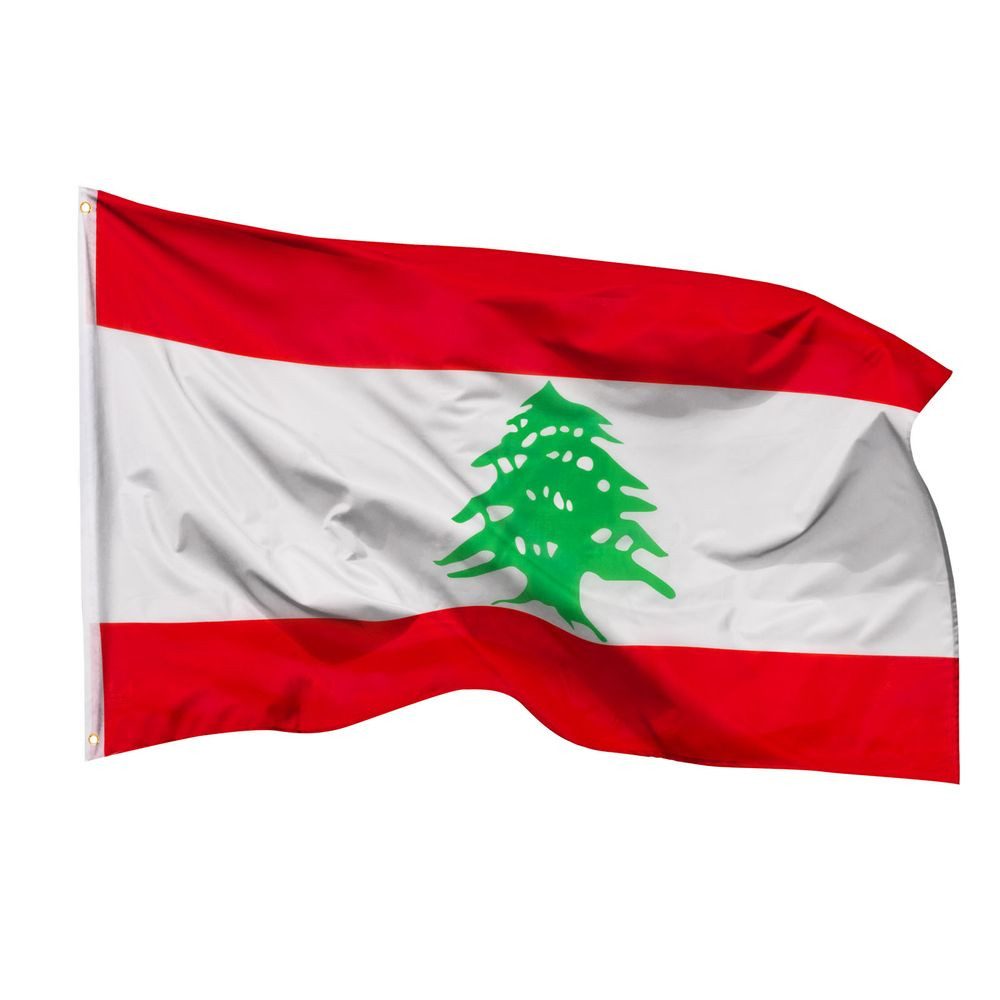 PHENO FLAGS Flagge Libanon Flagge 90 x 150 cm - Libanesische Fahne (Hissflagge für Fahnenmast), Inkl. 2 Messing Ösen