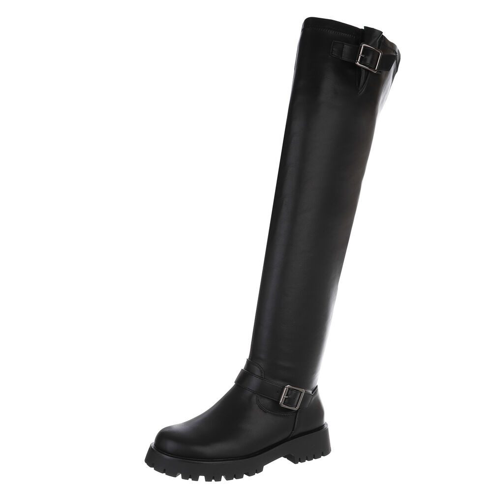 Ital-Design Kniehohe Damenstiefel mit Schnalle für günstig online kaufen