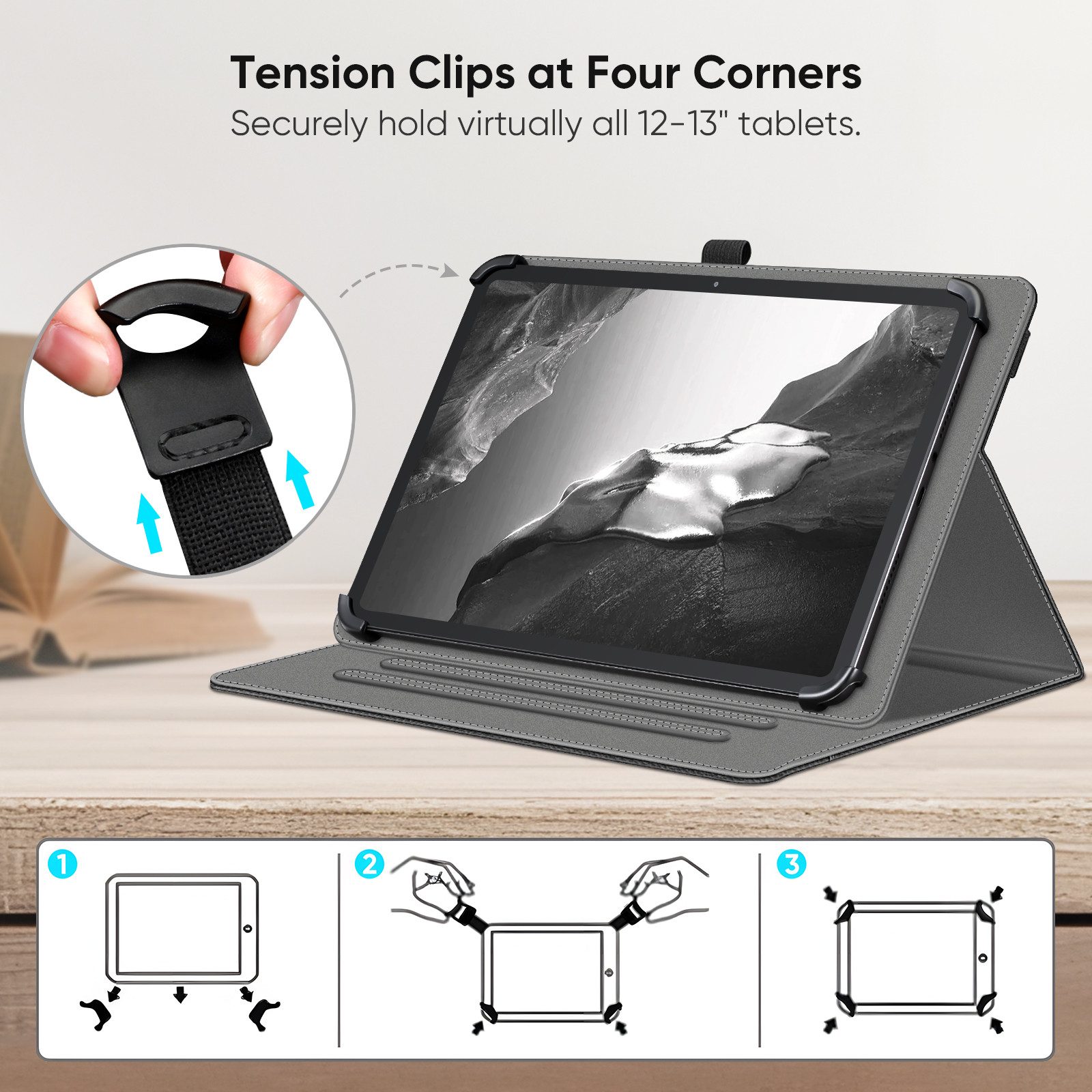 Fintie Tablet-Hülle Universal für TECLAST T65 MAX/DOOGEE Tab E3 Pro/Blackview 13 Zoll/Odea, /DOOGEE T36/T20/T40PRO/TECLAST T60Plus 12“-Universal für 12-13" Tabl – Bild 5 von 5
