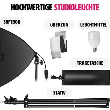 tectake Studioleuchte mit Softbox, Stativ und Tragetasche Studio-Stativ-Blitz