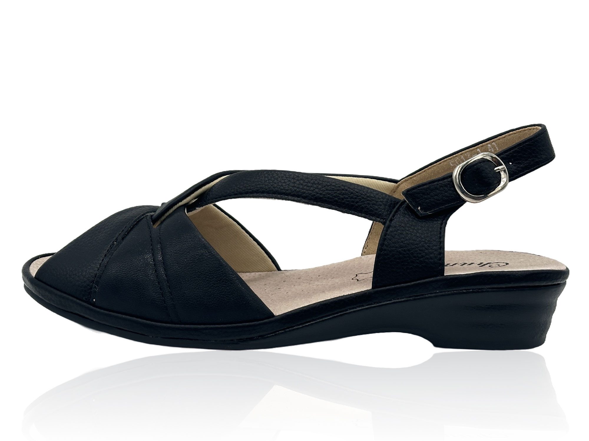 Nowaland Damen Komfort Sandalen mit T-Steg – Leichte Sommerschuhe Sandale Lederdecksohle, verstellbarer Riemen, leichter Keilabsatz