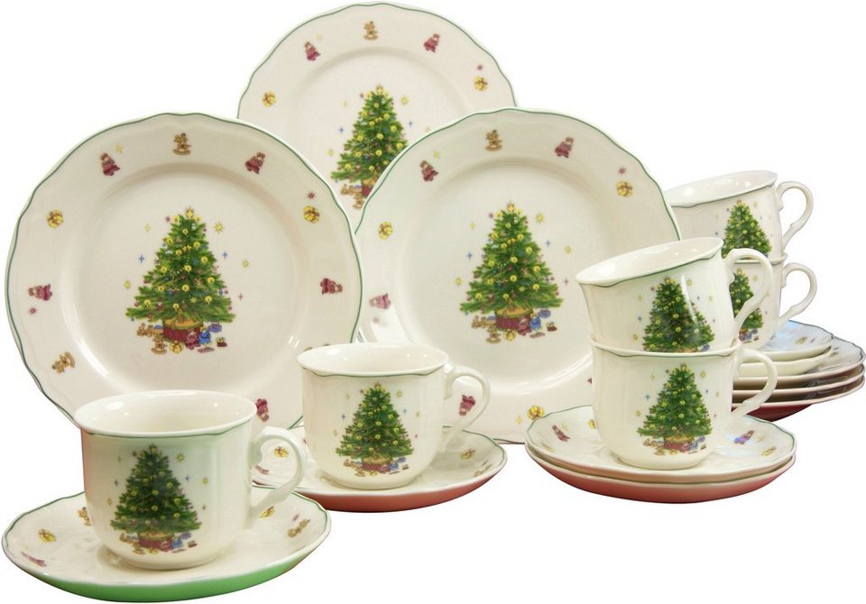 CreaTable Kaffeeservice Porzellan Tannenbaum (18