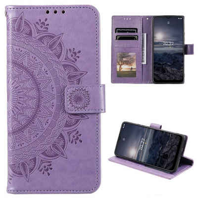 CoverKingz Handyhülle Hülle für Nokia G21/G11 Handyhülle Flip Case Cover Schutzhülle Etui 16,5 cm (6,5 Zoll), Klapphülle Schutzhülle mit Kartenfach Schutztasche Motiv Mandala