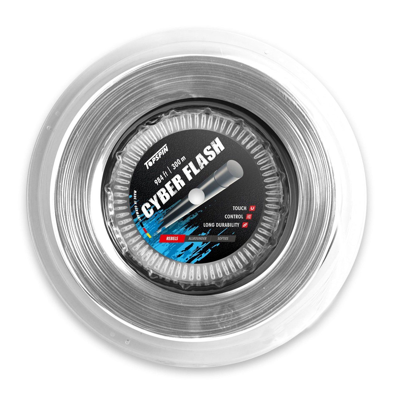 Tennissaite Cyber Flash (Haltbarkeit+Power) silber 300m Rolle