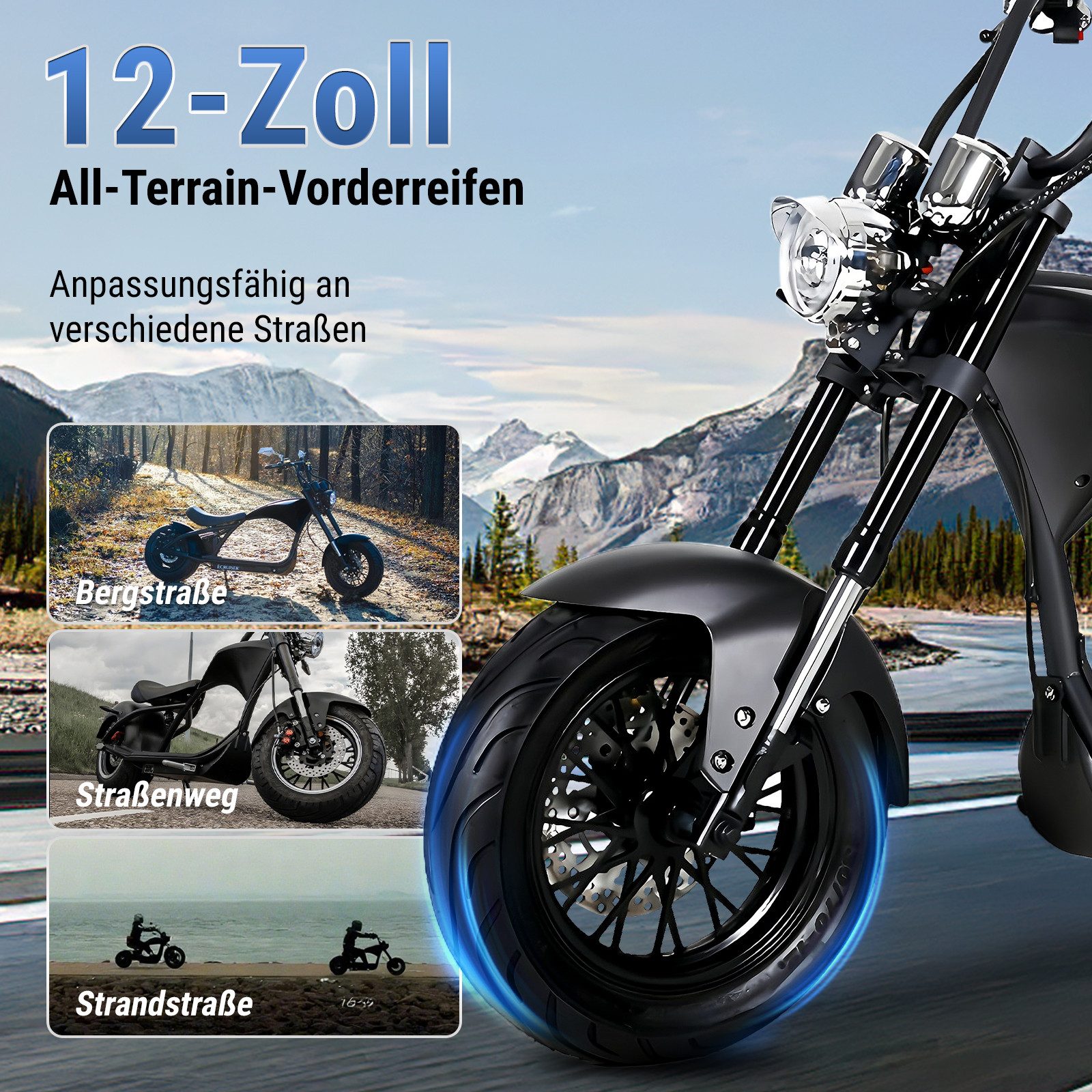 Vankel E-Scooter M1P 60V 2000W Motor 30AH 45km/h Up to 100km, 45 km/h, 100 km range, disc brakes, front and rear shock absorbers