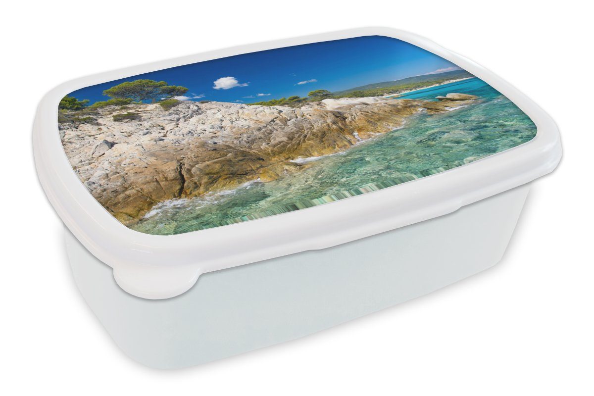 MuchoWow Lunchbox Meer - Klippe Sommer - und Brotbox und für für Tropisch, - Kinder Erwachsene, Jungs Kunststoff, weiß (2-tlg), Mädchen Brotdose