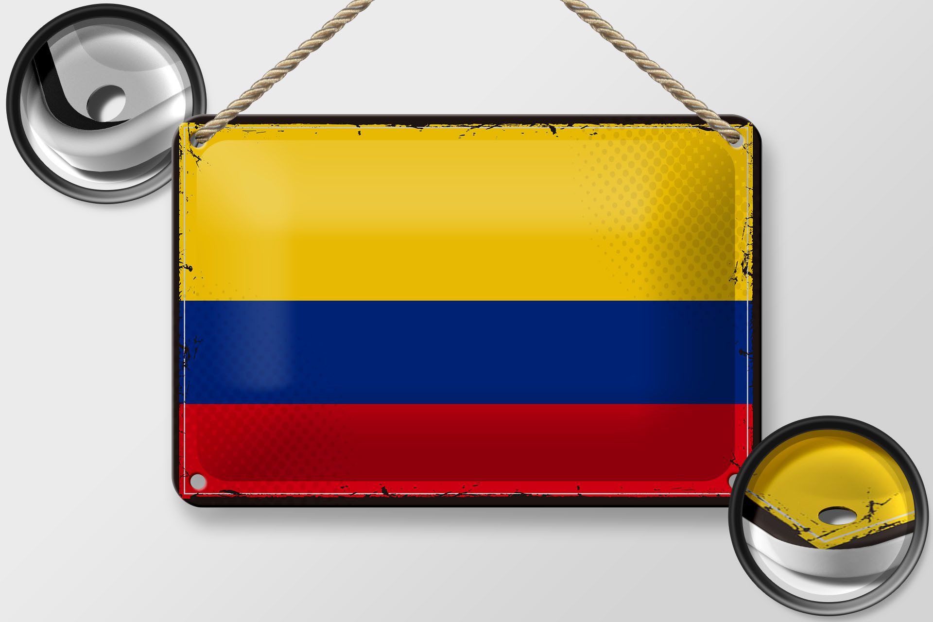 Femer GmbH Metallschild Flagge Kolumbiens 18x12cm Retro Flag Colombia, (1 St), gewölbte Oberfläche, abgerundete Ecken, umgeschlagene Kanten