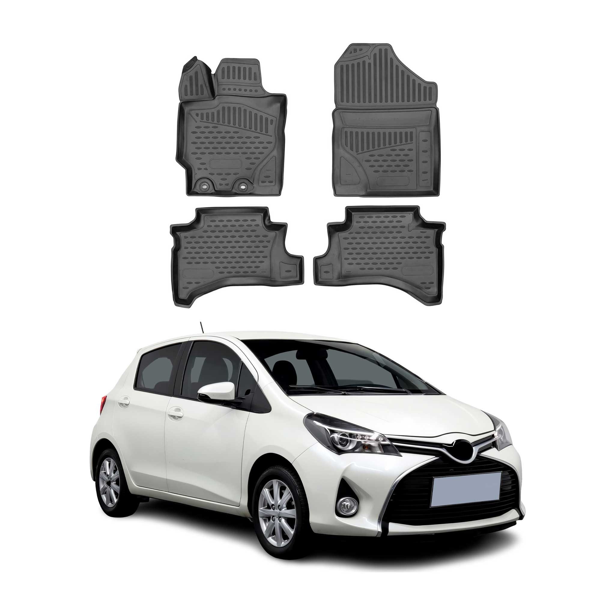 OMAC Auto-Fußmatten für Toyota Yaris Hybrid P13 2012-2024 Schwarz 4 tlg TPE (4 St), für Toyota Yaris Hybrid P13 2012-2024 Toyota Yaris Hybrid P13 2012-2024, Antirutsch,Wasserfest,Einfache Installation
