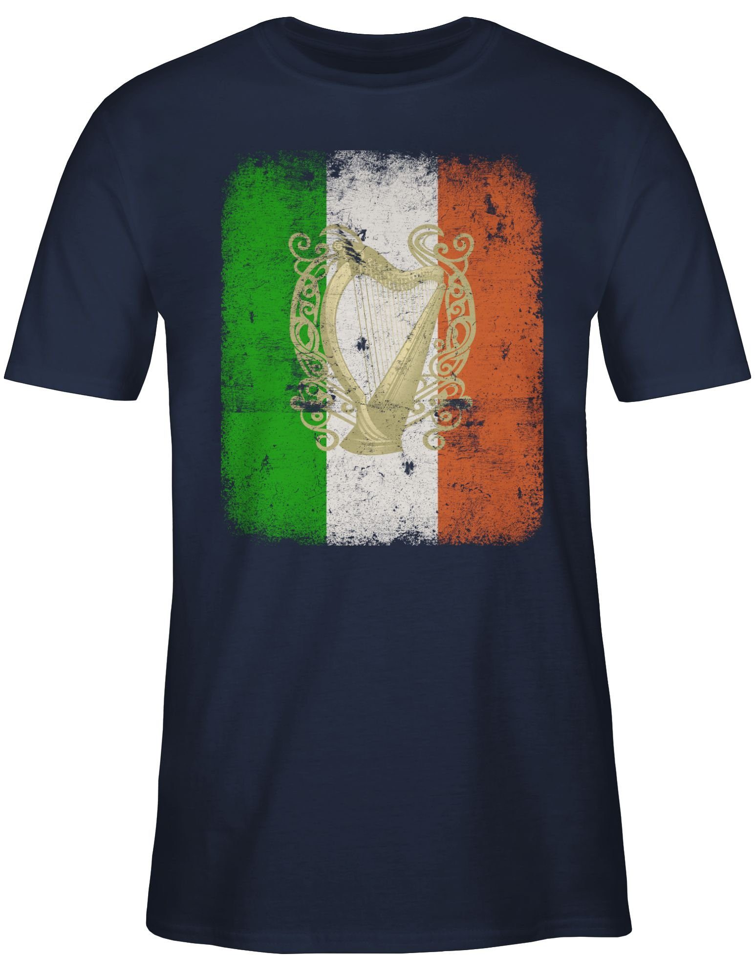 Shirtracer T-Shirt Irland Irish Day Patricks Flag Navy 03 Flagge Irische Blau St
