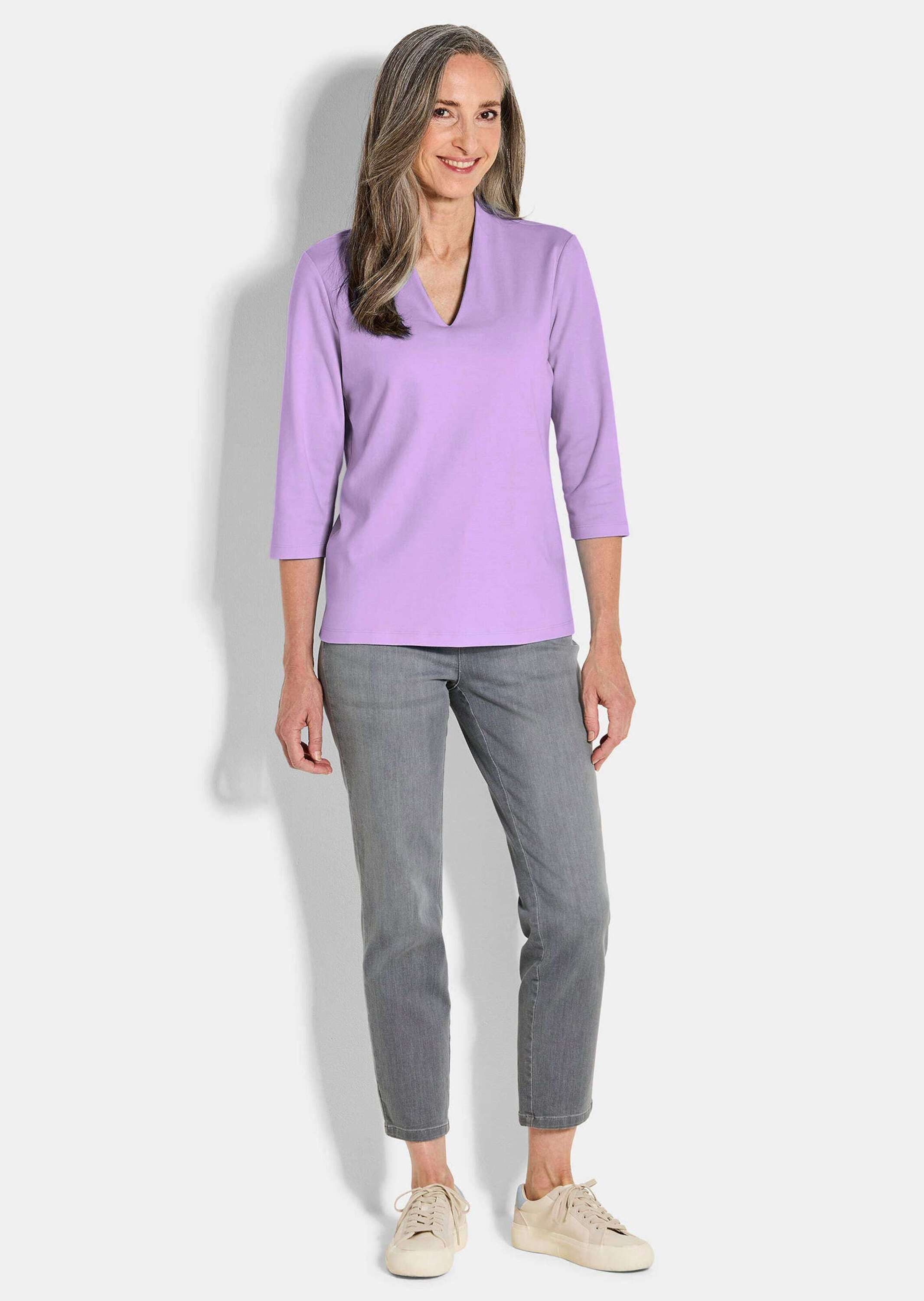 GOLDNER Print-Shirt Elegantes Basic-Shirt mit V-Ausschnitt günstig online kaufen