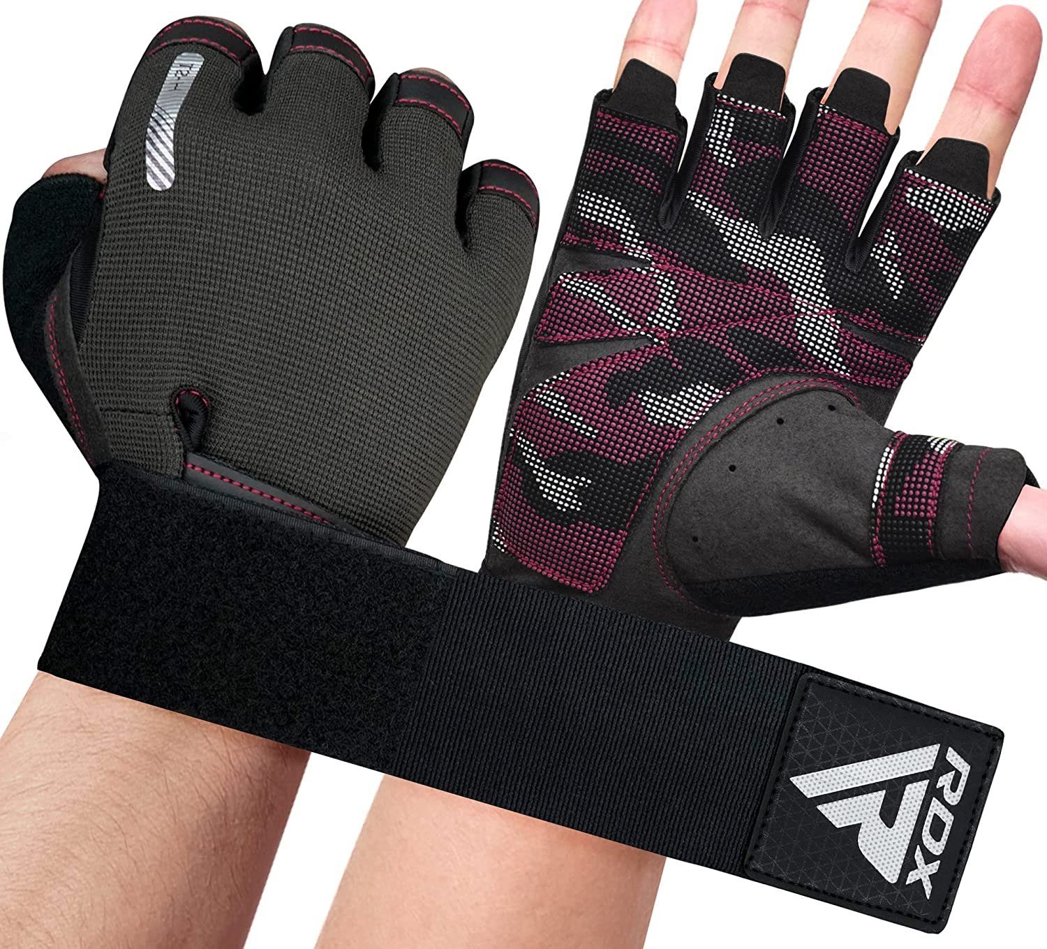 dehnbare Gewichtheberhandschuhe, PINK RDX RDX lange Trainingshandschuhe Handgelenkstütze extra