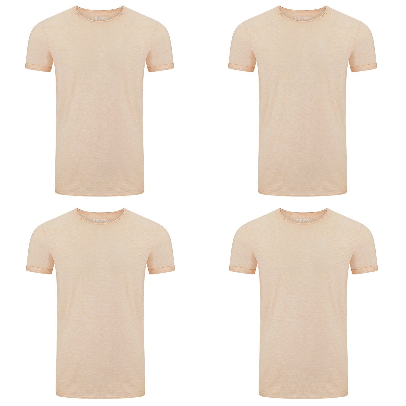 (4-tlg) RIVMatteo 100% riverso (11100) Orange Pastel T-Shirt O-Neck Baumwolle