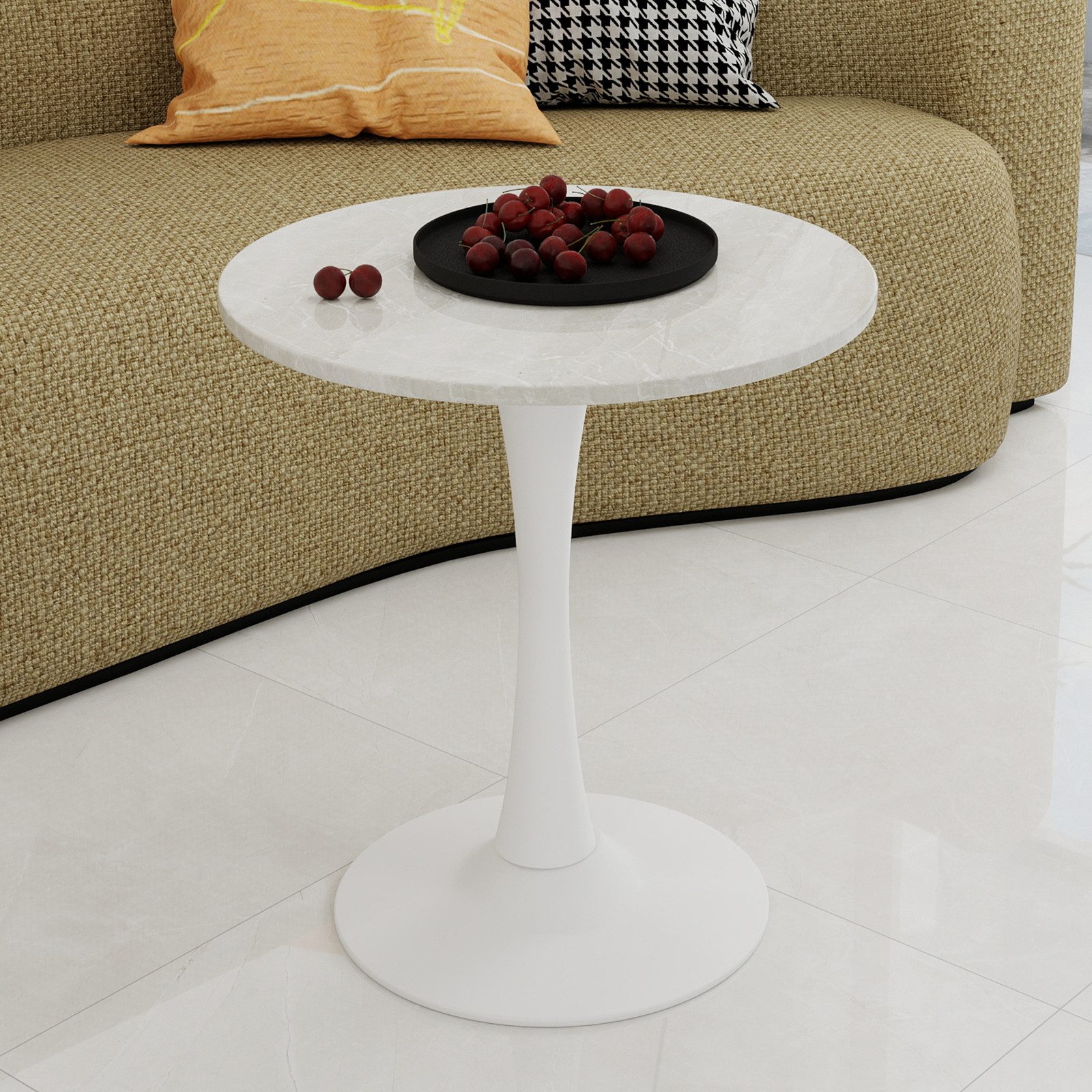 MODFU Schreibtisch Couchtisch (im Mid-Century-Modern-Stil, geeignet als Esstisch für 2–4 Personen., 1-St., 70×72cm)