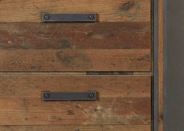 trendteam Sideboard Prime (Kommode in Used Wood und grau, 207 x 88 cm), Industrial Design, mit Soft-Close-Funktion