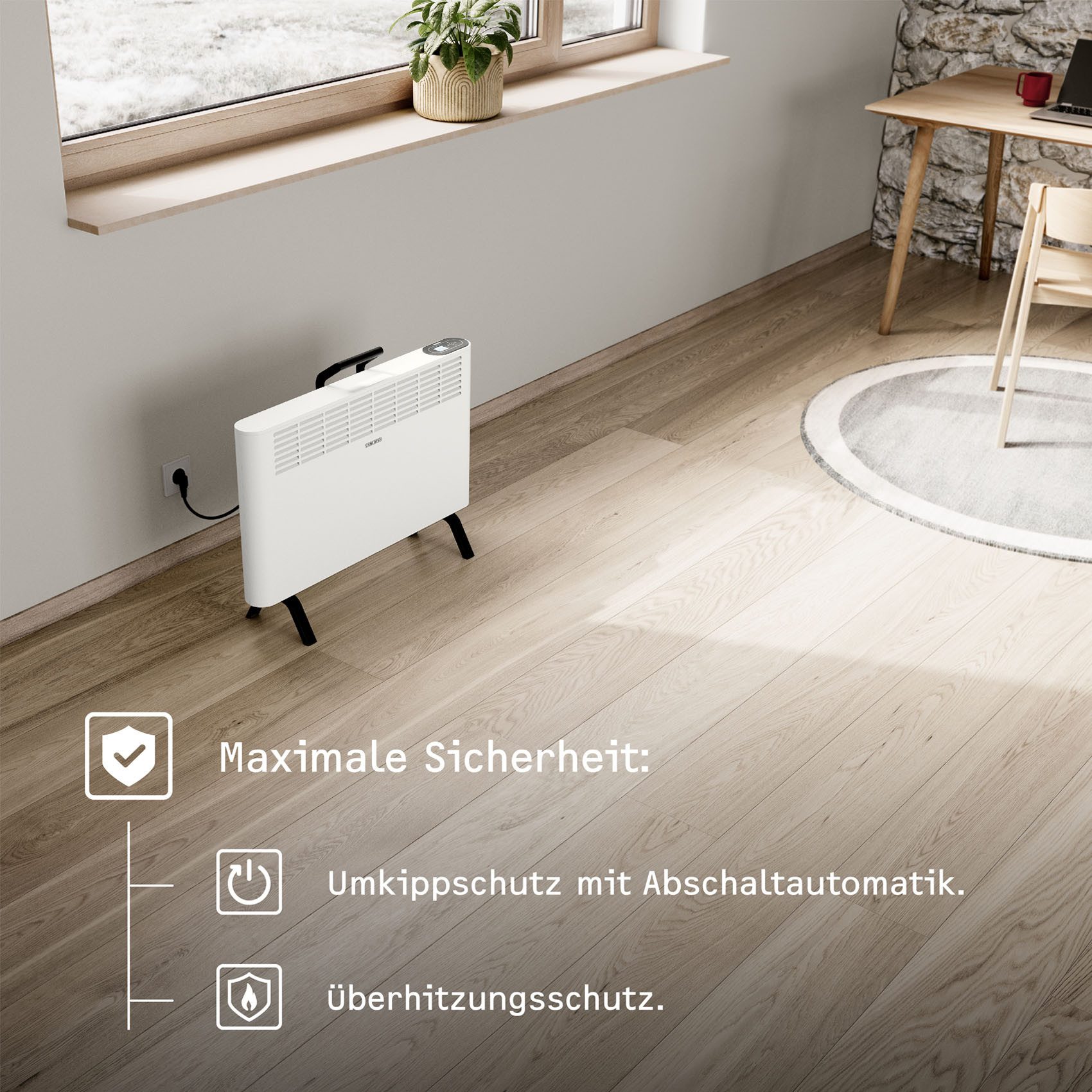 STIEBEL ELTRON Konvektor »CNS 2000 Plus LCD move«, Standkonvektor engergiesparend, weiß, 2 kW, für ca. 25 m², LC-Display, Wochentimer
