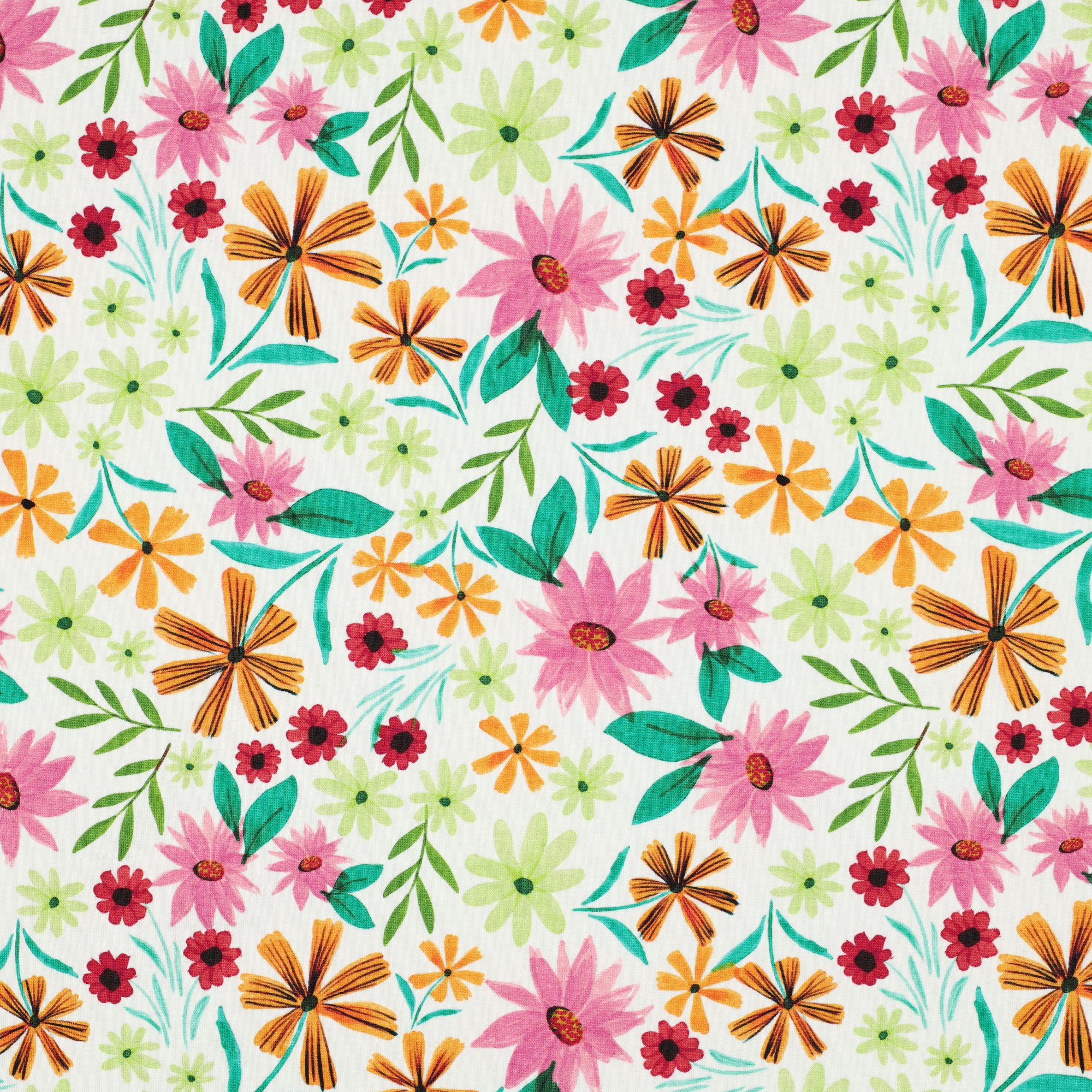 MAGAM-Stoffe Stoff "Mila", Blumen Mode Jersey Stoff Kinder OEKO-TEX Meterware ab 50cm