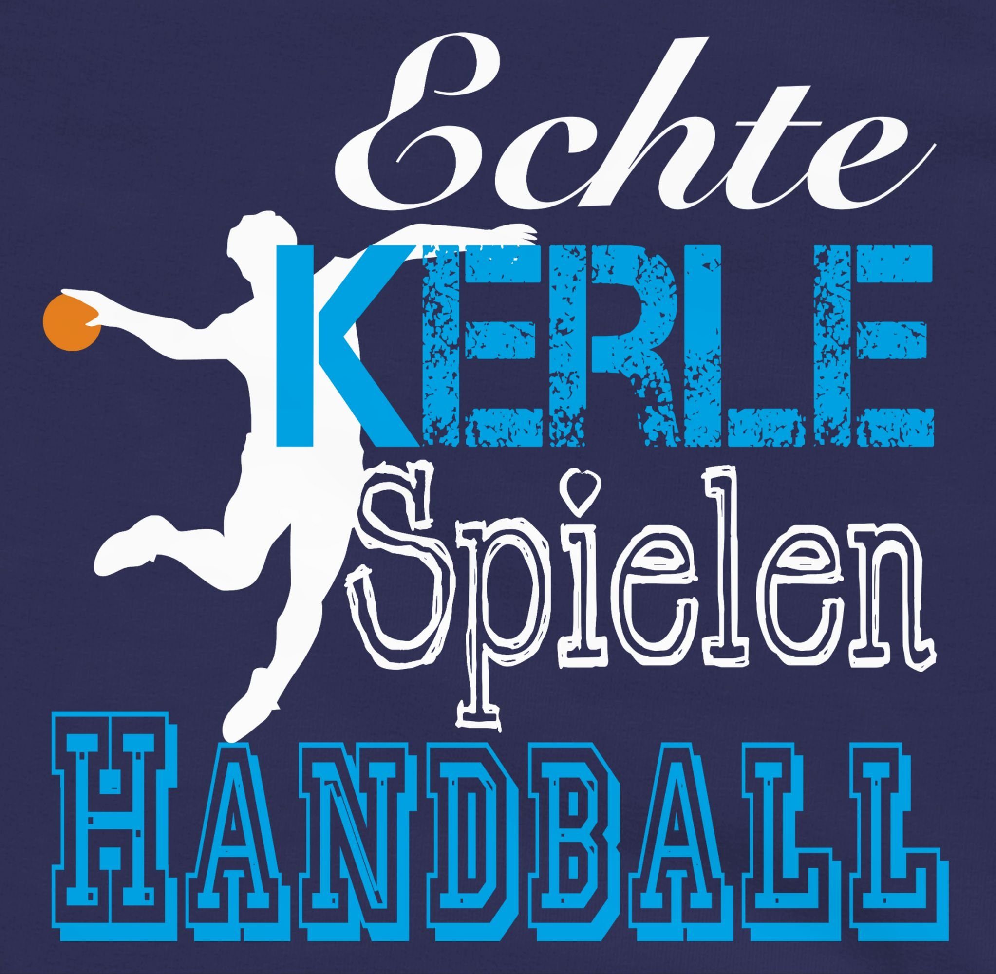 Shirtracer Hoodie Echte Kleidung Kerle Navy Blau/Grau 1 Kinder weiß Handball meliert Sport Spielen