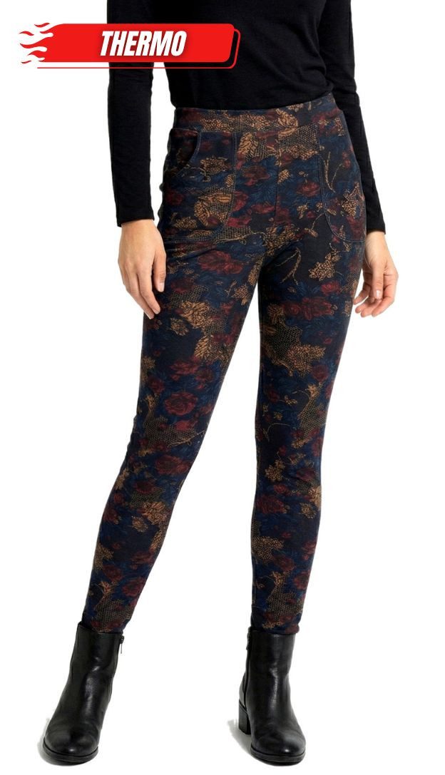 dy_mode Thermohose Damen Thermohose Winterhose / Thermoleggings Gefütterte Damenhose Middel Waist, mit Innenfutter, mit elastischem Bund