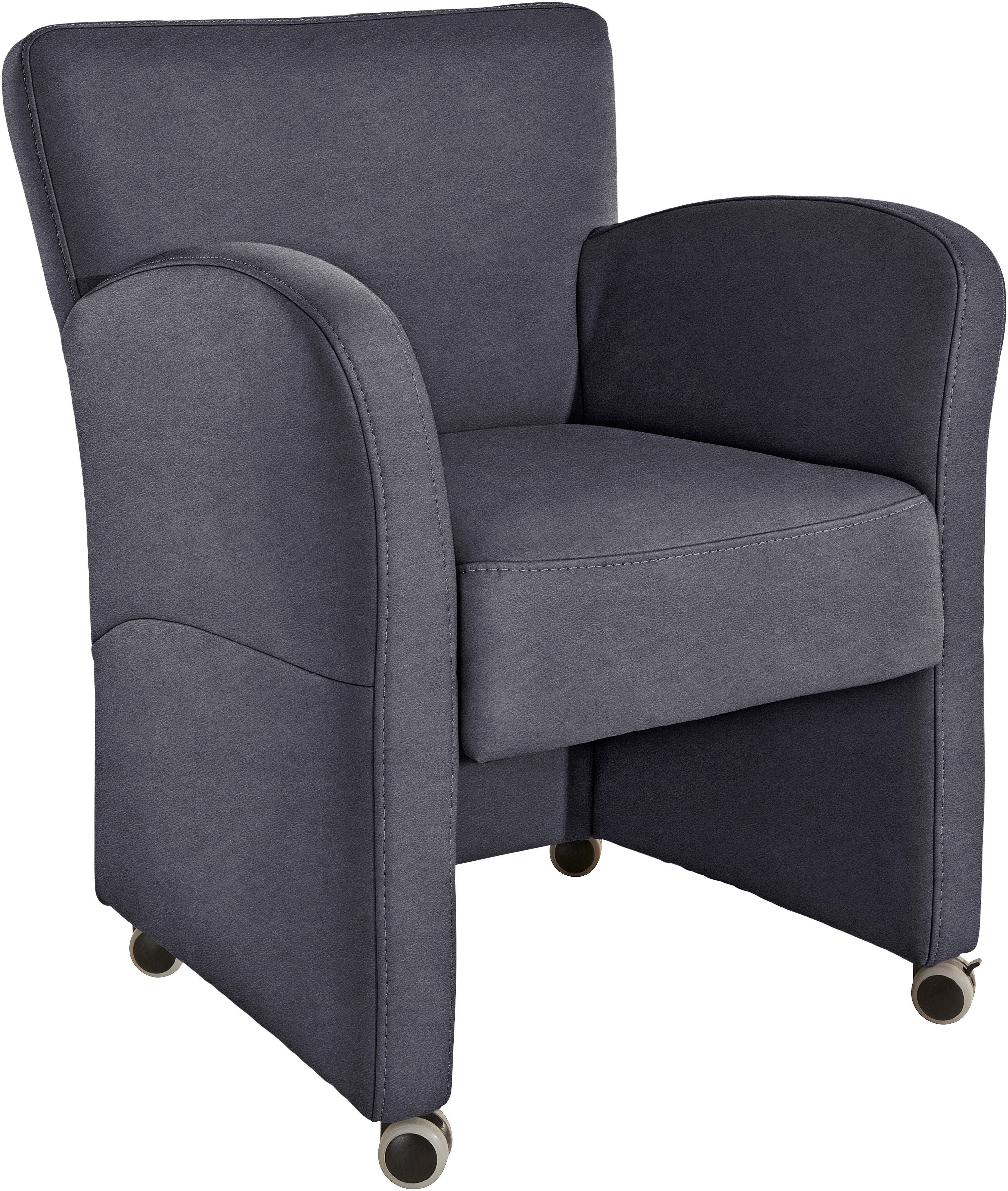 exxpo - sofa fashion Esszimmersessel Cortado, Loungesessel auf Rollen, schmale Armlehnen, bequem, Breite 66 cm