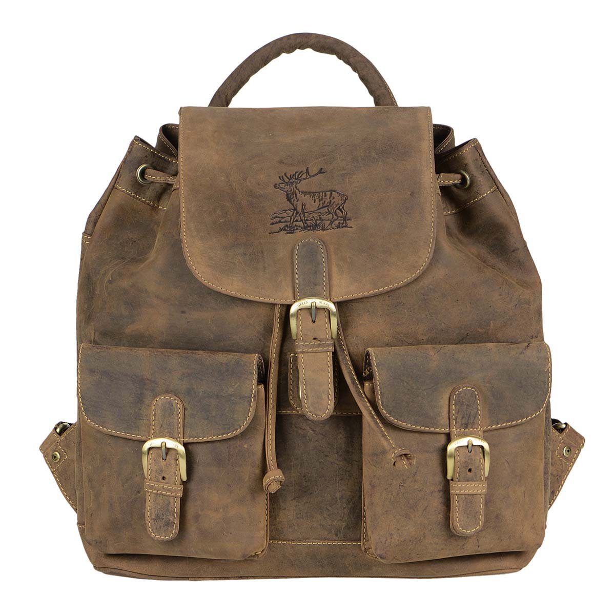 Greenburry Wanderrucksack Vintage Hunting, Rucksack, Trekkingrucksack, Vintage antik mit Hirsch-Prägung