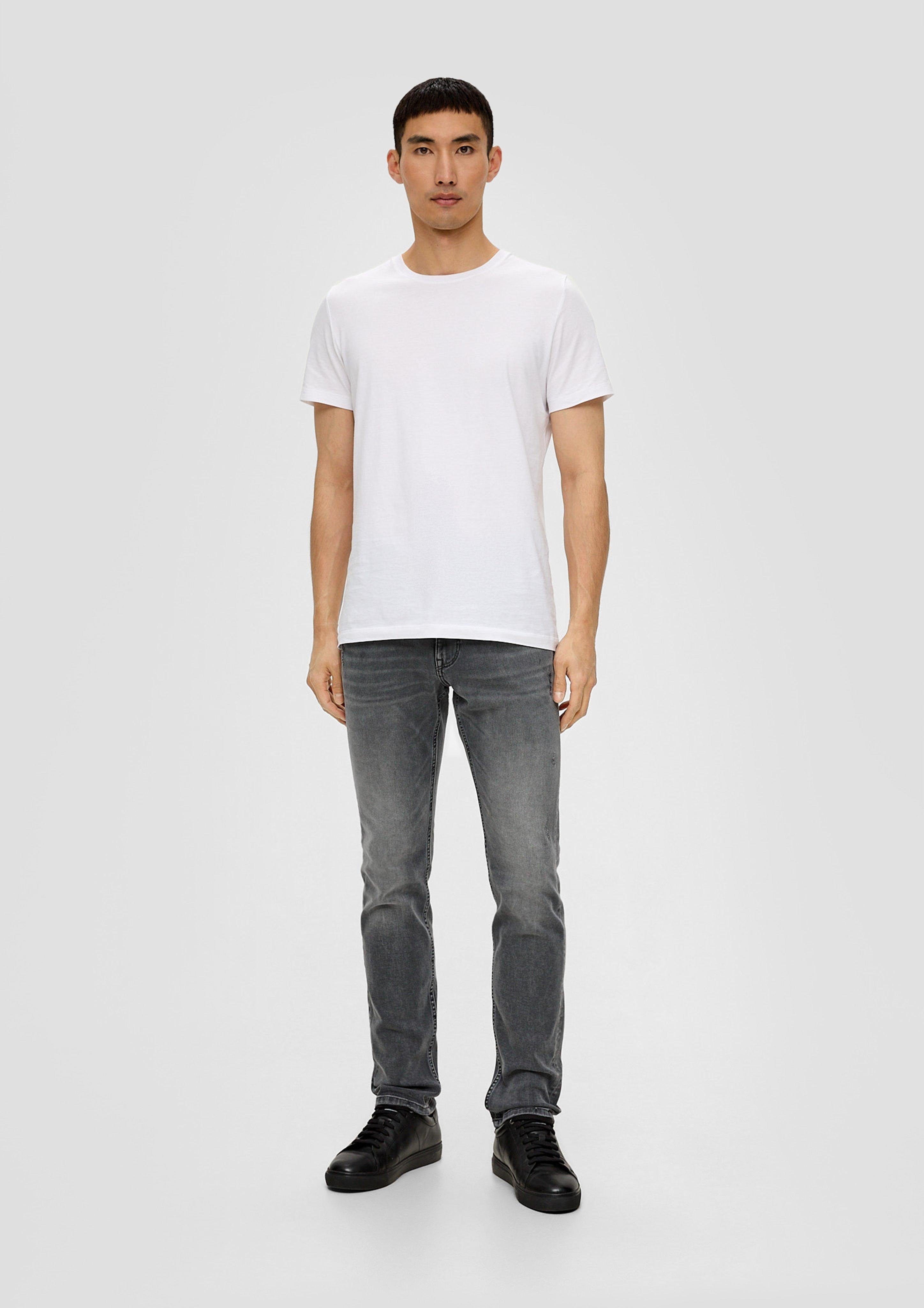 s.Oliver Mid Leder-Patch / Leg Straight Fit / Keith Slim / Rise Waschung, Stoffhose Jeans