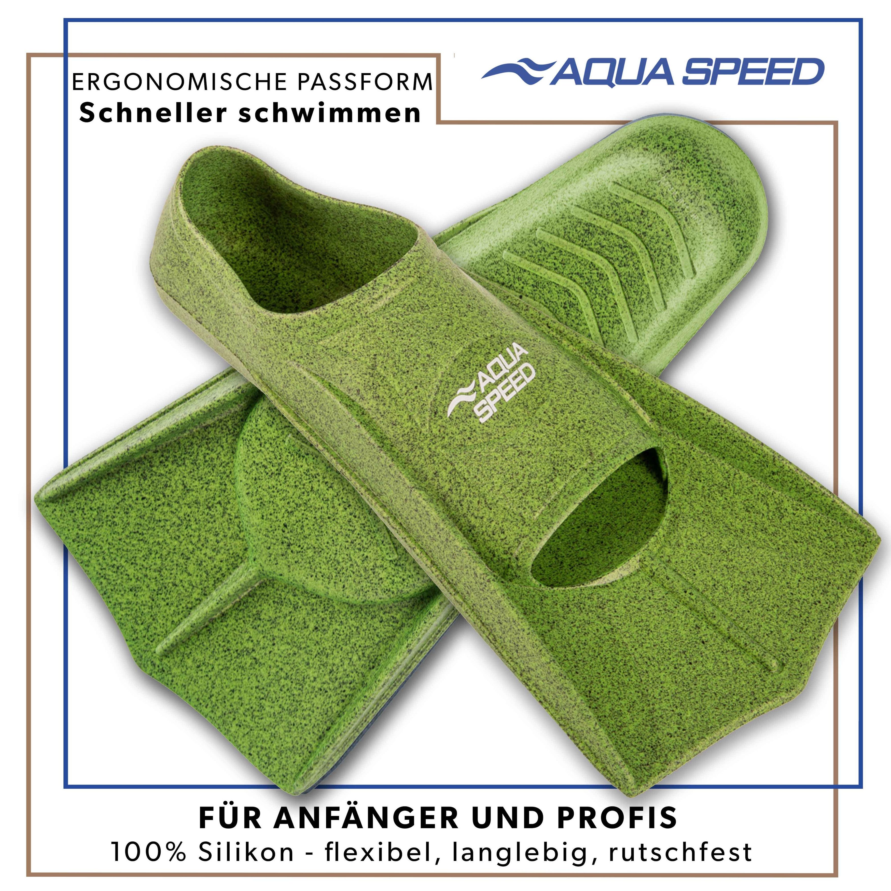 Aqua Speed Flosse Kurze Schwimmflossen Silikon teils recycelt Perfekt fürs Training, Effektive Beinmuskulatur-Stärkung für alle Schwimmstile