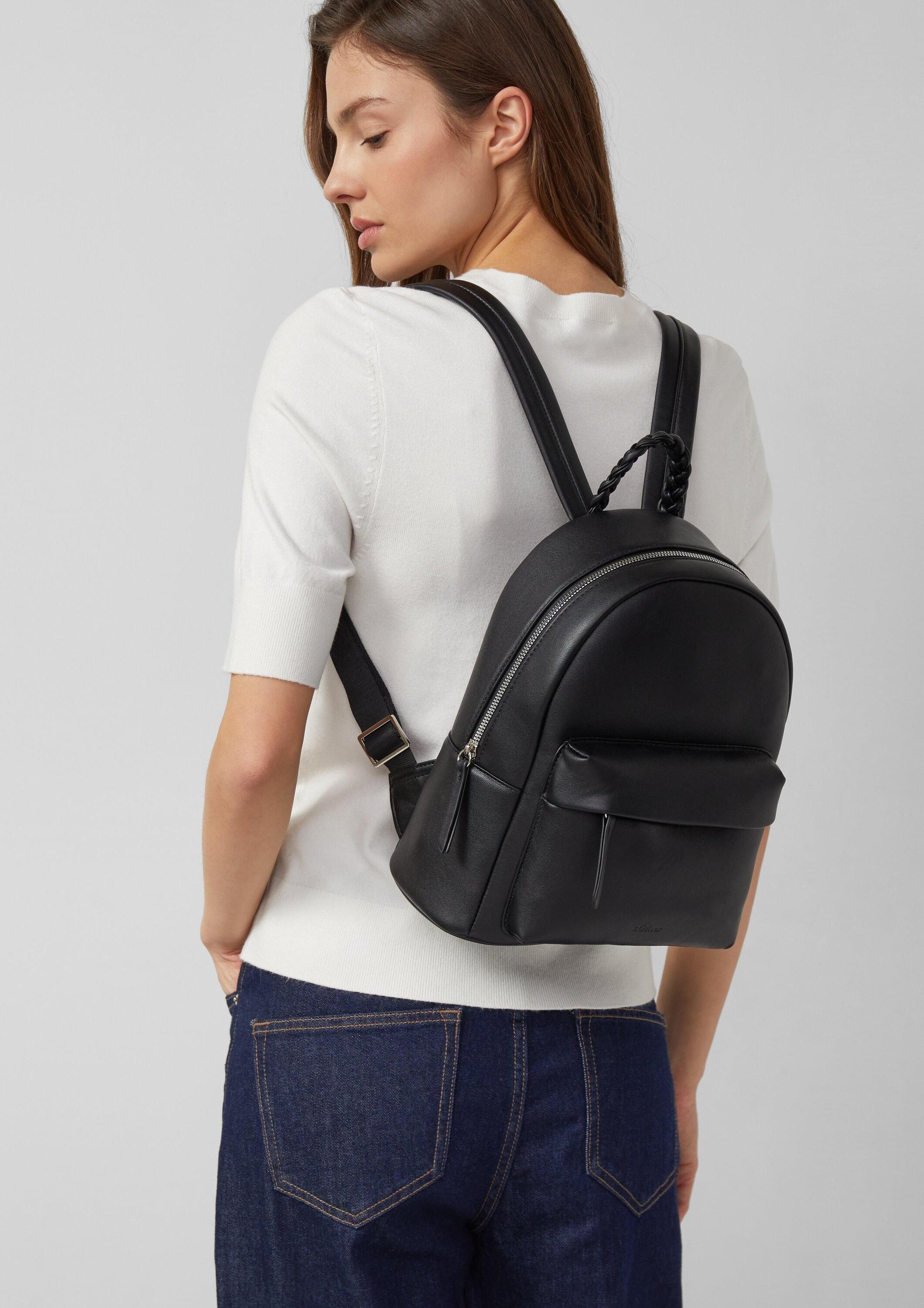 s.Oliver Rucksack Tasche, Rucksack in Leder-Optik mit Reißverschlussfächern