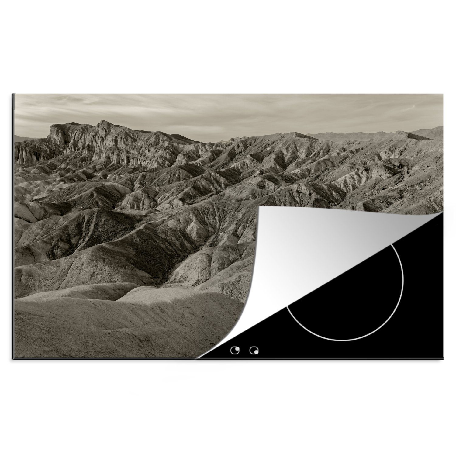 MuchoWow Herdblende-/Abdeckplatte Sepia von Zabriskie Point Kalifornien Druck, Vinyl, (1 tlg), 81x52 cm, Induktionskochfeld Schutz für die küche, Ceranfeldabdeckung