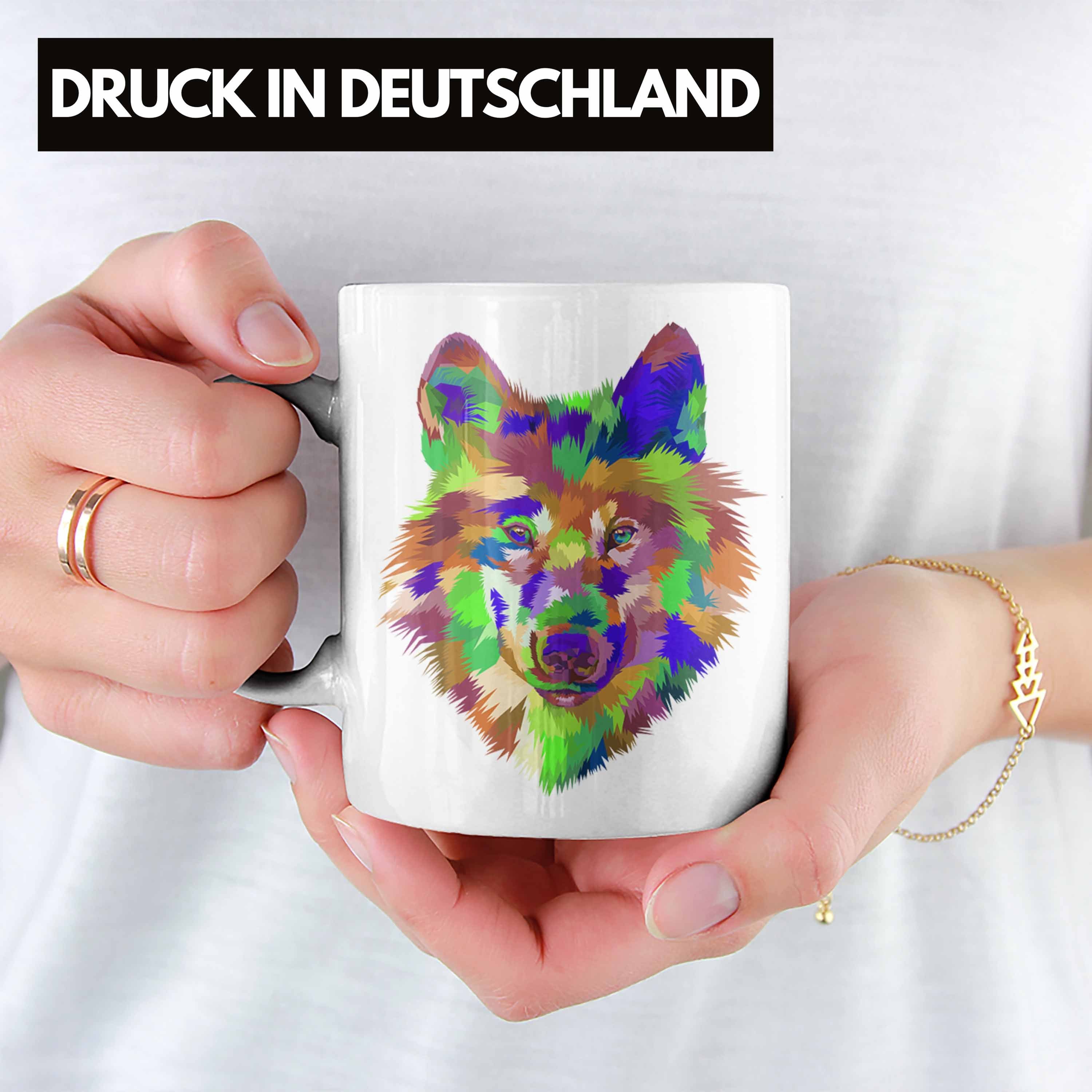 Tasse Trendation Wölfe Geschenk Trendation Bunt Liebhaber Weiss Wolf Poiygon Grafiken Tasse Grafik -