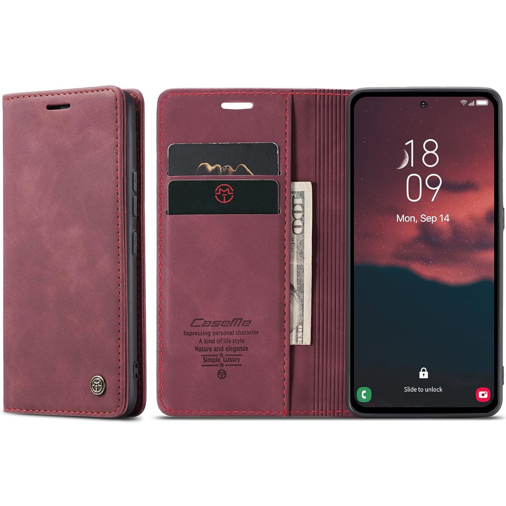 Wörleonline Handyhülle Schutzhülle für Samsung Galaxy A55 5G Hülle, mit Magnetverschluss und zwei Kartenfächern, Klapphülle, Flip Case