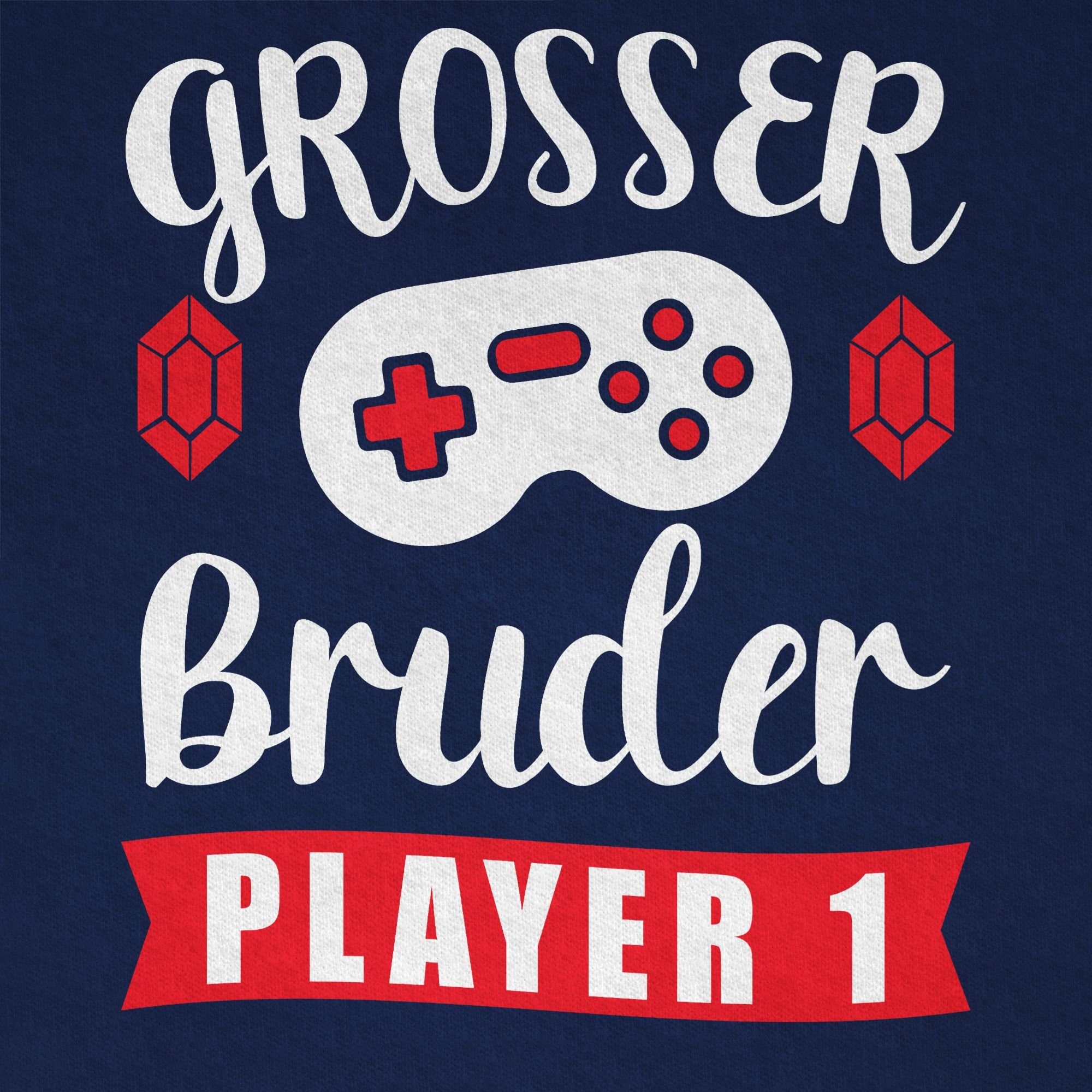 Player T-Shirt 1 Großer - 2 Bruder Shirtracer Bruder Dunkelblau Großer