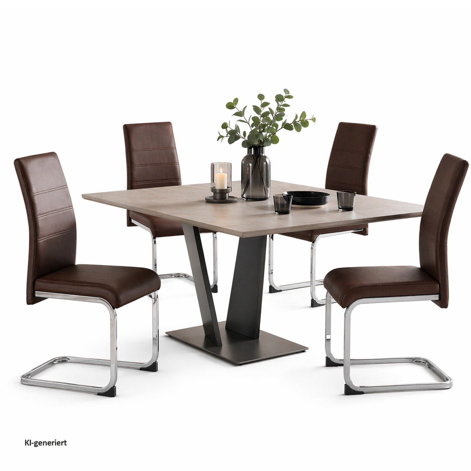 HTI-Living Esszimmerstuhl Esszimmerstuhl SallyC Kunstleder 4er-Set Braun (Set, 4 St), Schwingstuhl Freischwinger