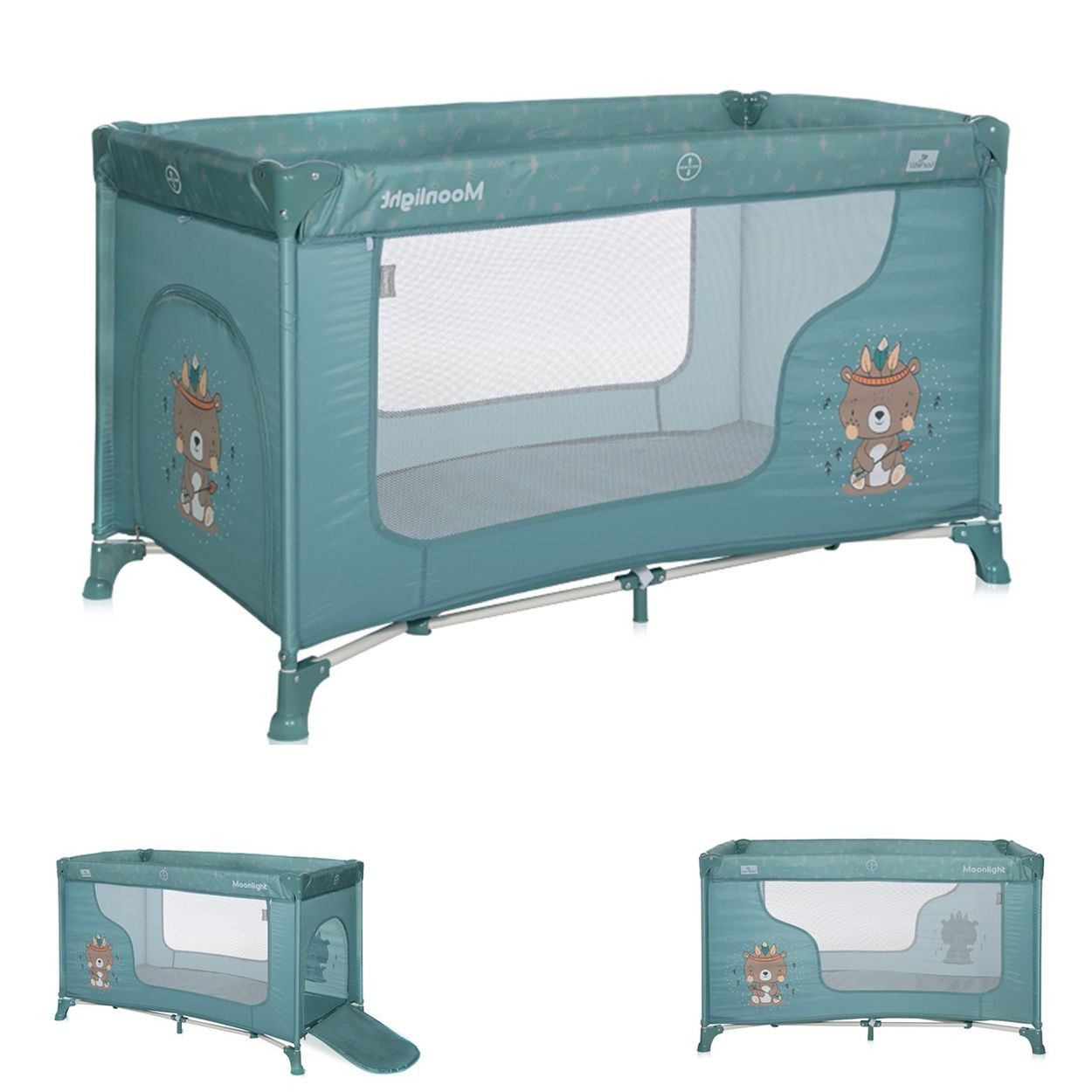 LORELLI Baby-Reisebett Moonlight, ab Geburt, Laufstall, Seiteneingang, Tragetasche, Faltmatratze