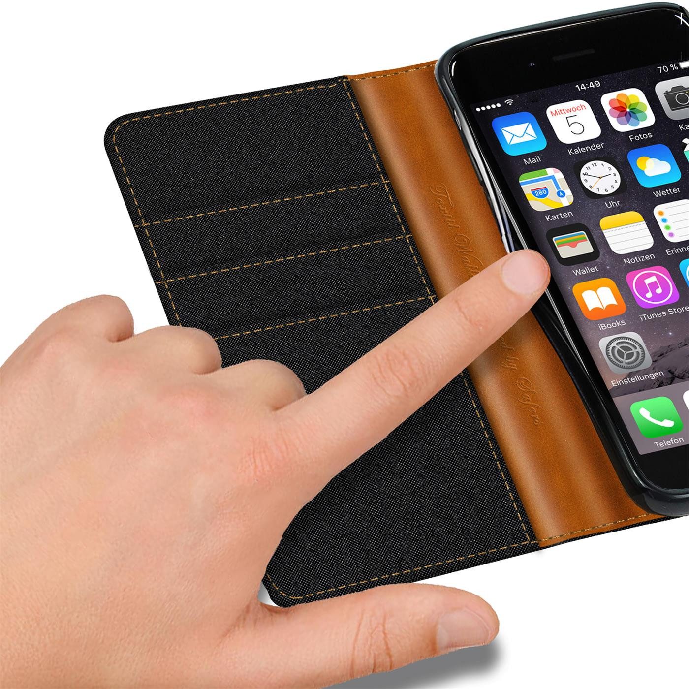 CoolGadget Handyhülle Denim Schutzhülle Flip Case für Apple iPhone 6 / 6S 4,7 Zoll, Book Cover Handy Tasche Hülle für iPhone 6 Klapphülle