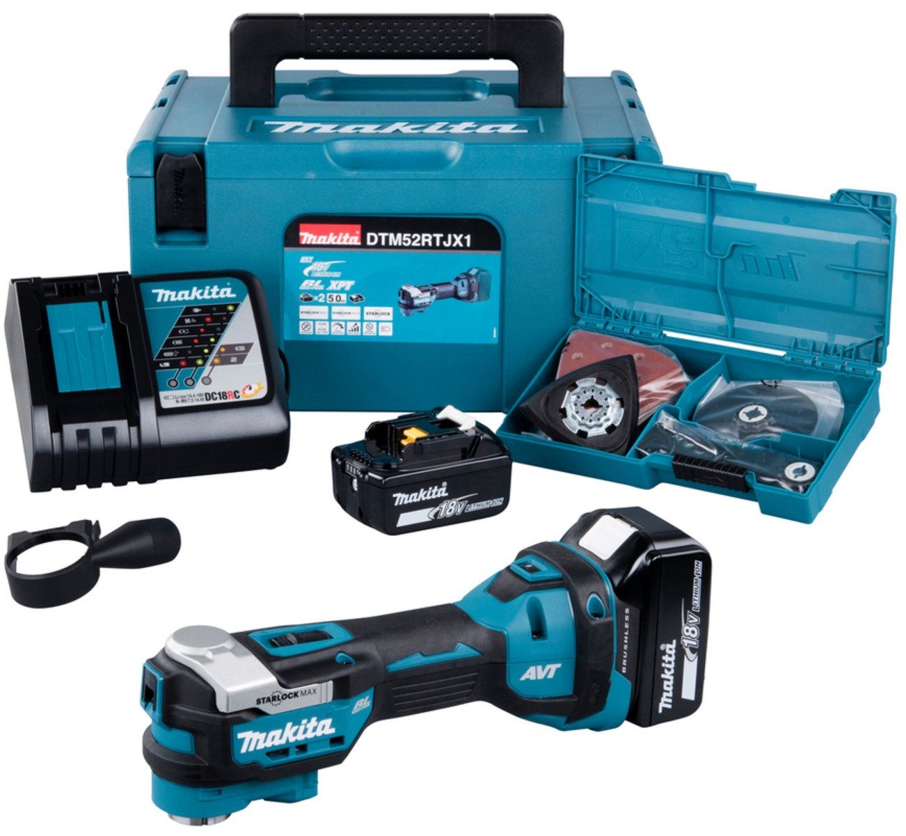 Makita Akku-Multifunktionswerkzeug DTM52RTJX1 - Akku-Multitool - blau/schwarz