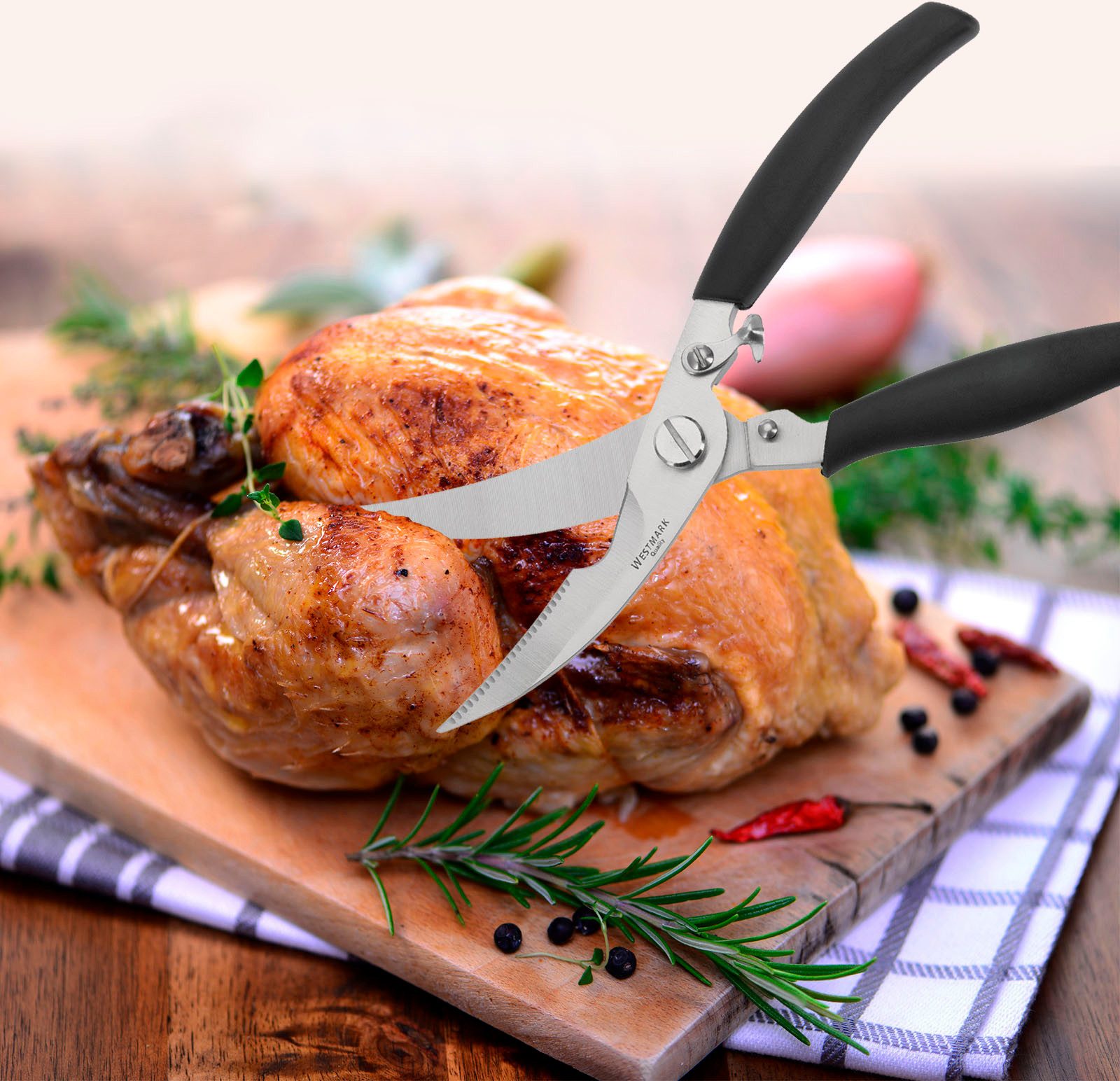 WESTMARK Fetttrennkanne, Edelstahl, Kunststoff, (Set, 3-St), Haushalts-Set, 1 Fetttrennkanne, 1 Geflügelschere, 1 Thermo-Sauciere