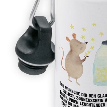 Mr. & Mrs. Panda Trinkflasche Maus Sterne - Weiß - Geschenk, Kindergarten Flasche, Kids, Tiere, Tie, Fröhliche Motive