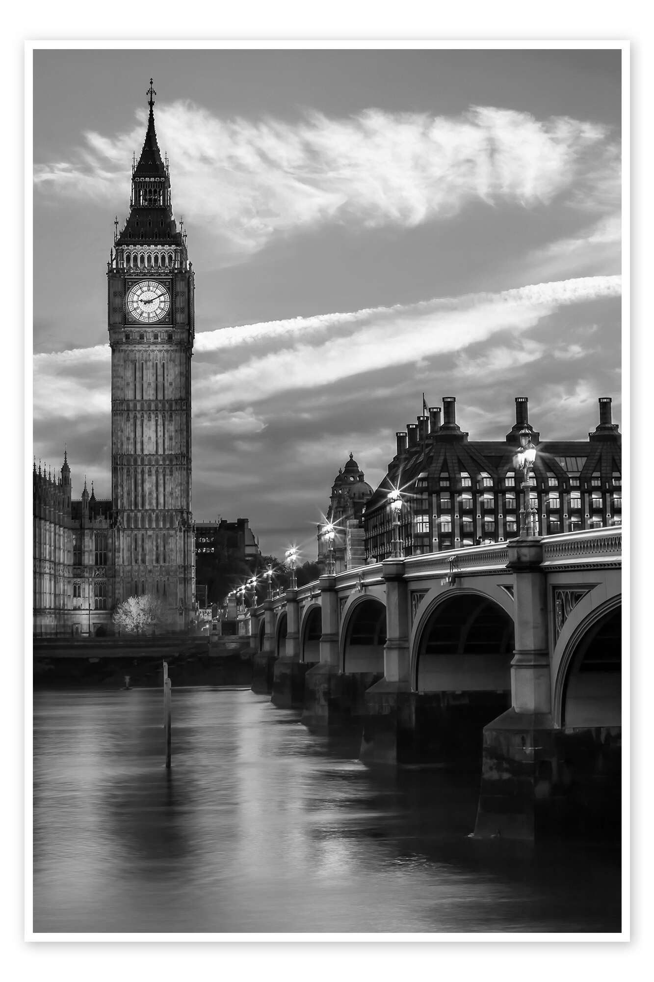 Posterlounge Wandbild Abends an der Westminster Bridge, Melanie Viola, erhältlich als Poster, Leinwandbild, Wandsticker oder Acrylglasbild
